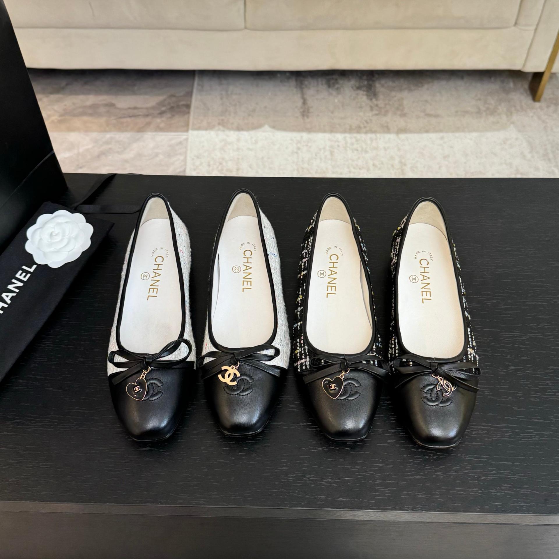 샤넬(CHANEL) 트위드 리본 플랫슈즈 신발 복제