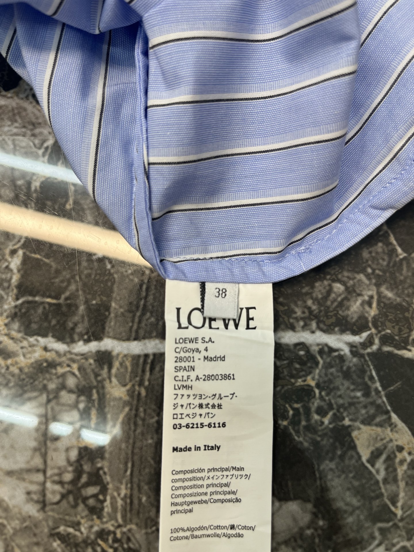 로에베(LOEWE) 아나그램 자수 스트라이프 셔츠 상의 의류