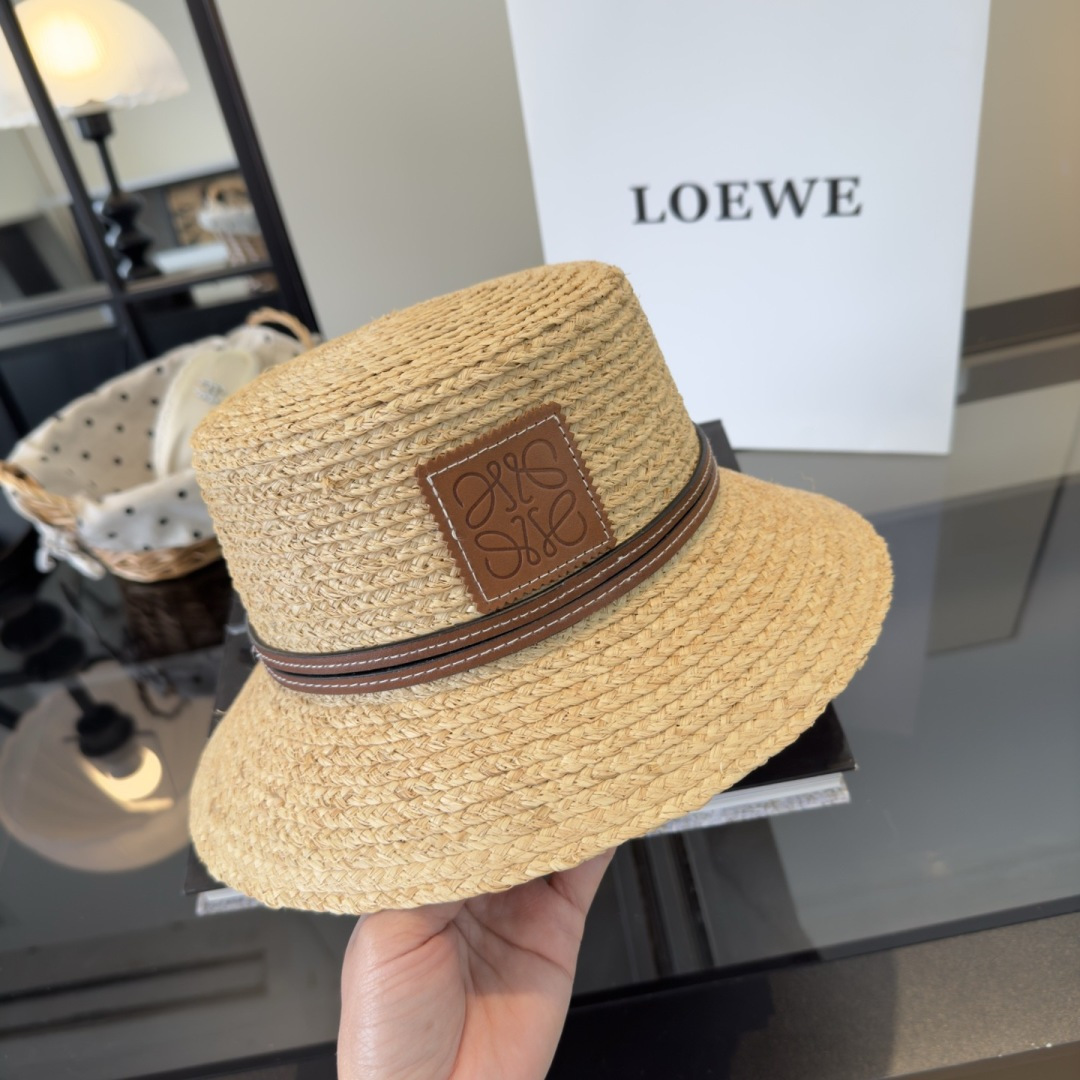 로에베(LOEWE) 라피아 버킷햇 모자