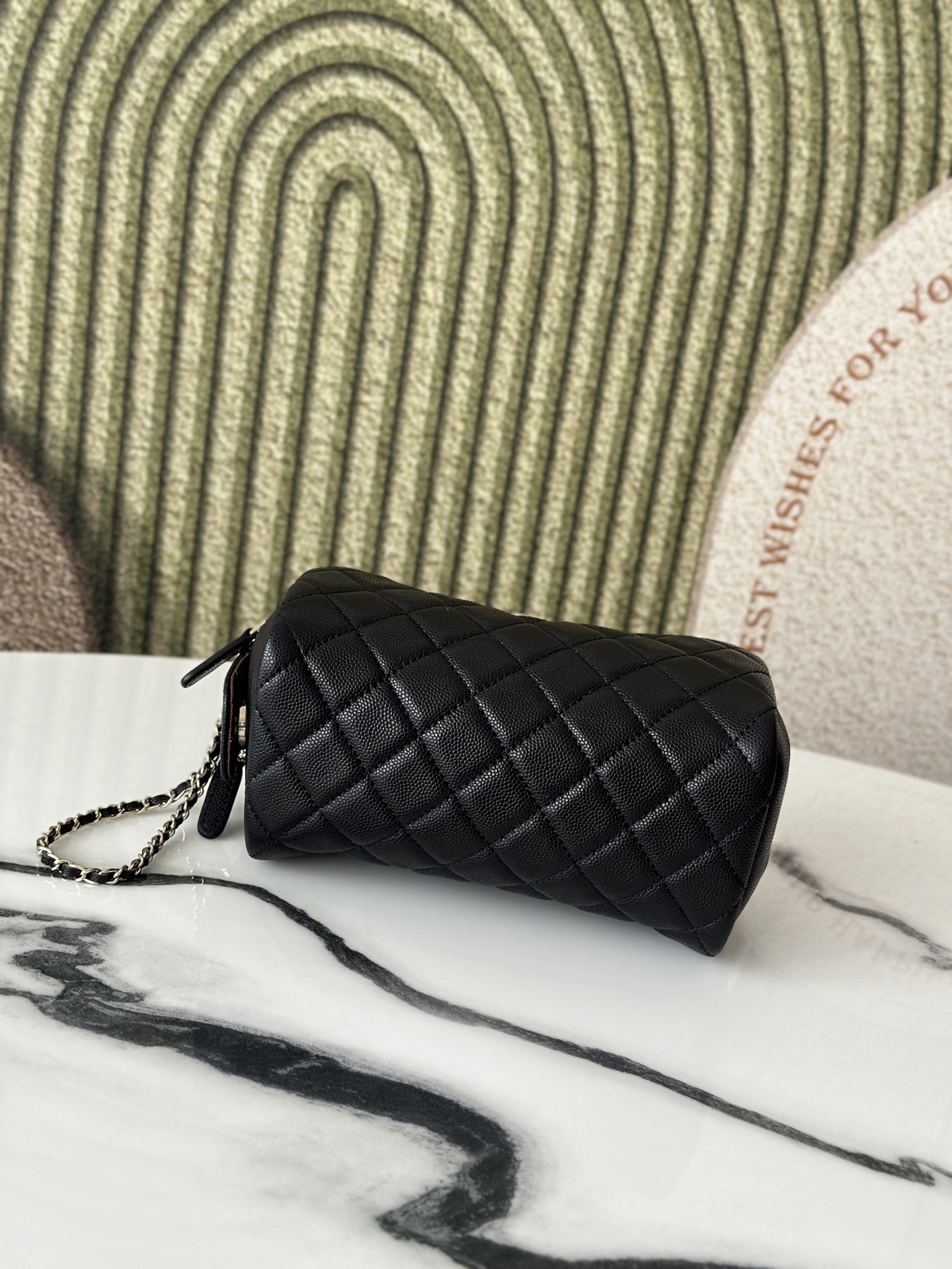 Chanel 샤넬 그레인 카우레더 세면·메이크업 파우치 백 가방