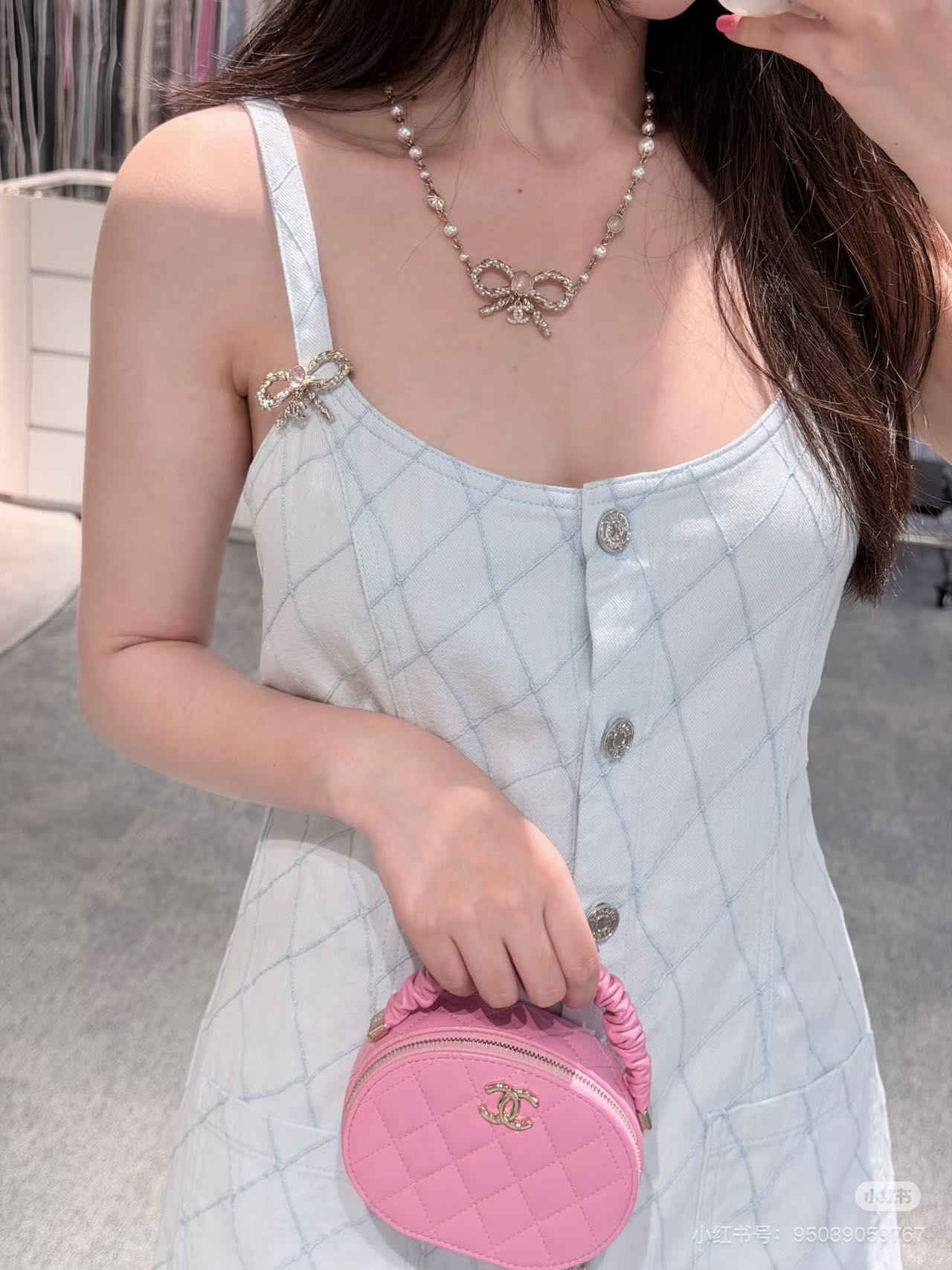 [Chanel] 샤넬 26SS 다이아 퀼팅 데님 뷔스티에 원피스 의류
