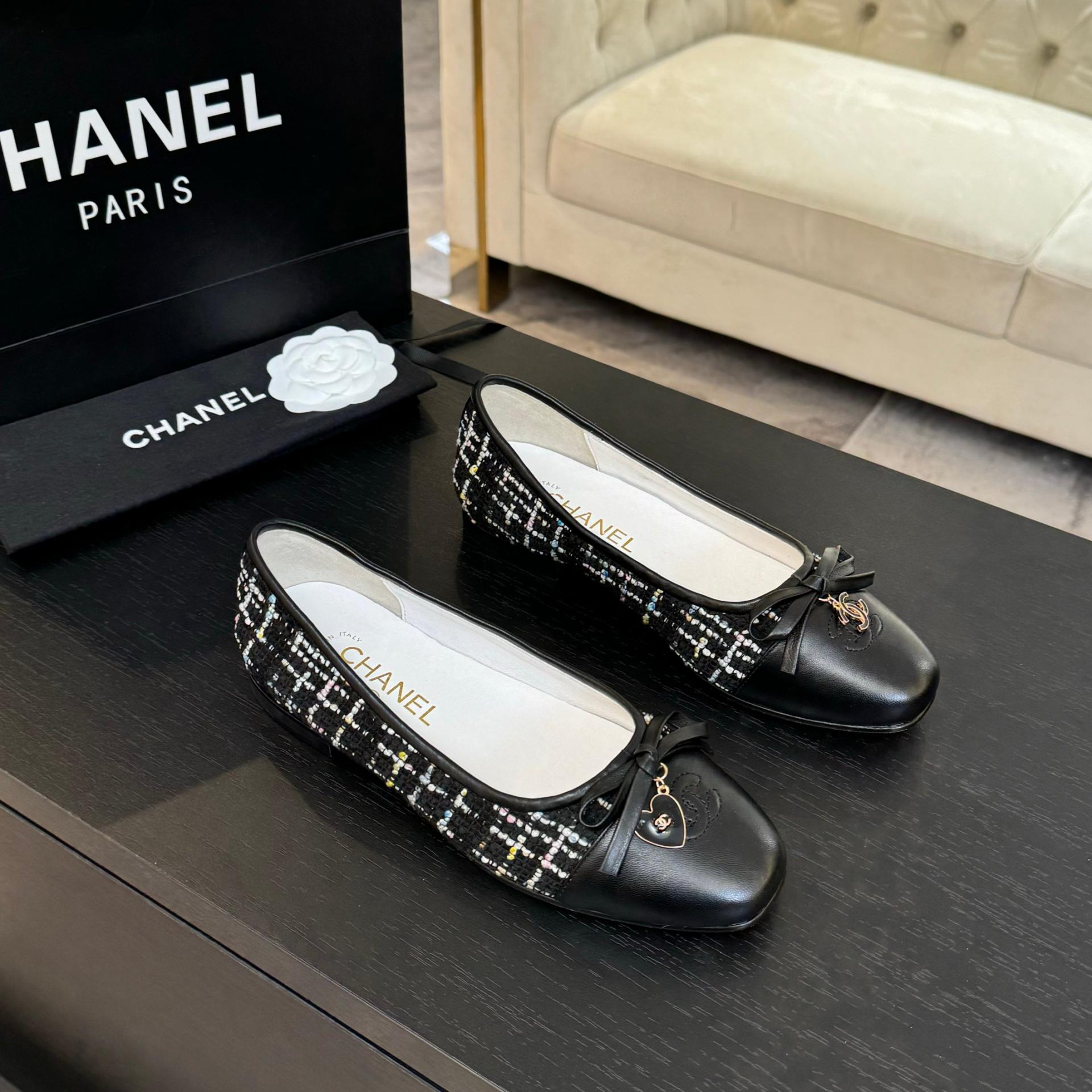 샤넬(CHANEL) 트위드 리본 플랫슈즈 신발 복제