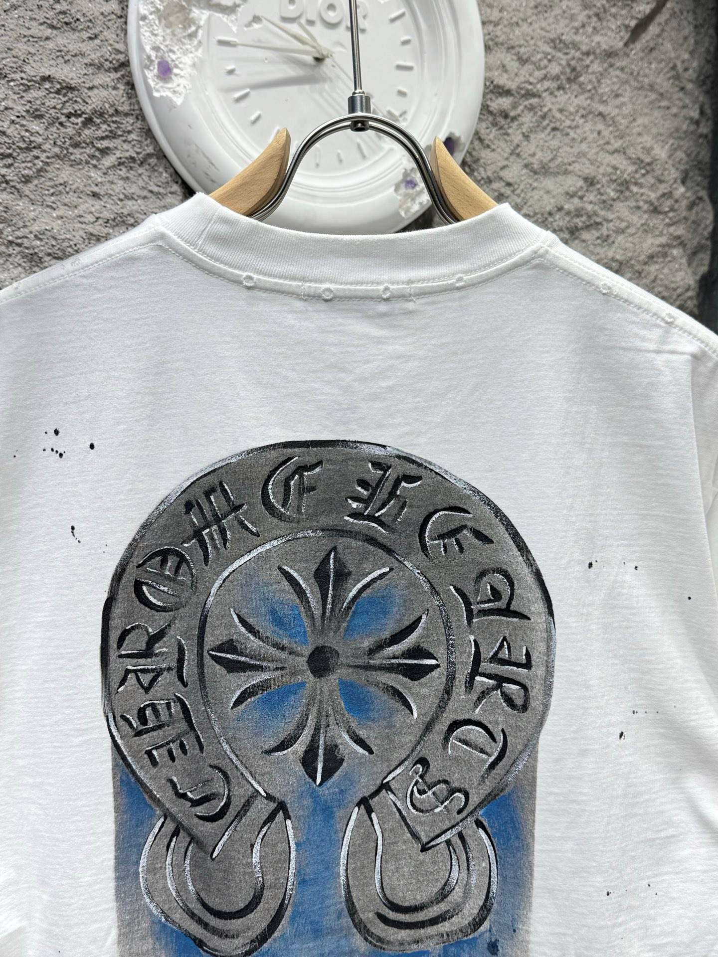 크롬하츠(CHROME HEARTS) 핸드드로잉 크로스 반팔 티셔츠 상의 의류