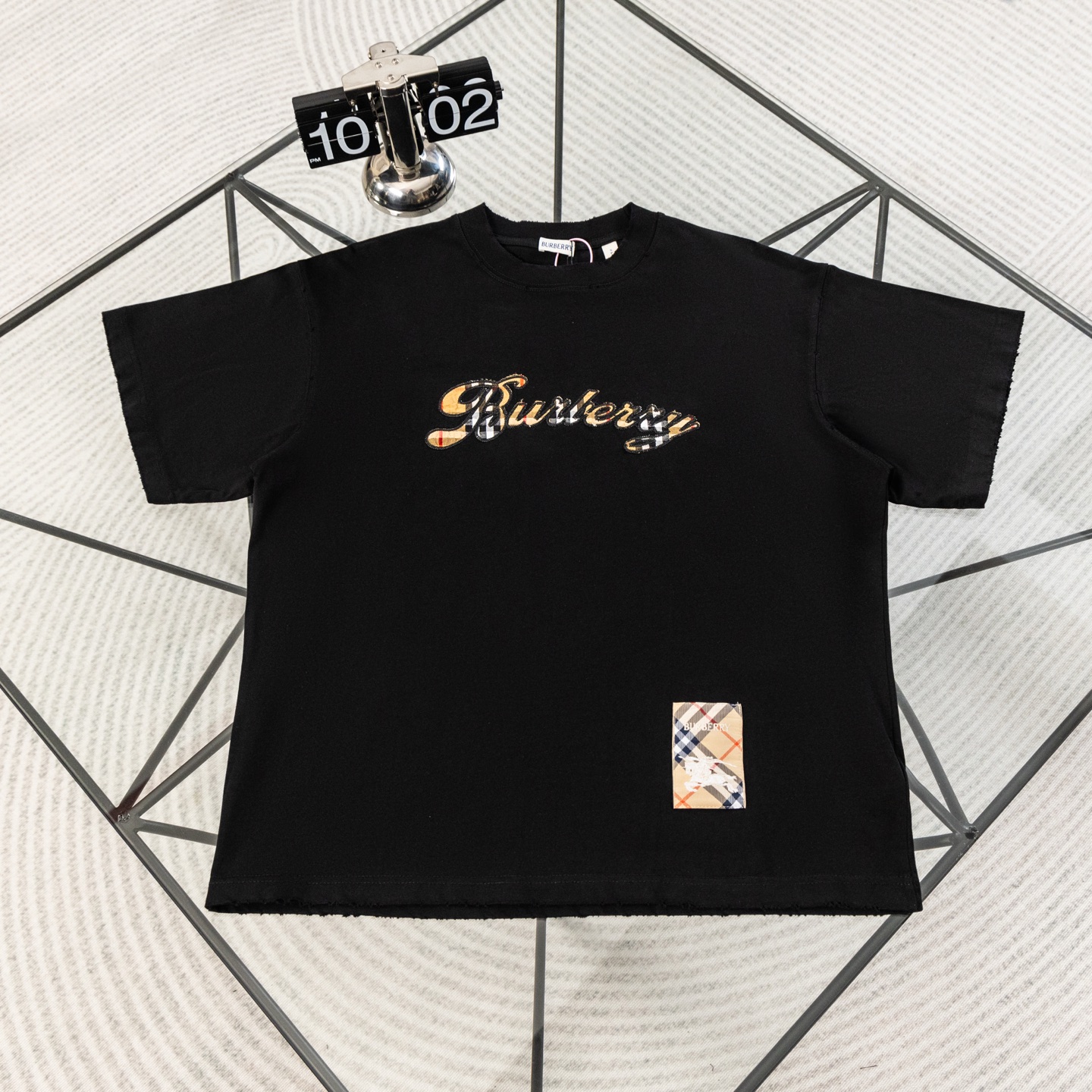 버버리(BURBERRY) 체크 패치 자수 반팔 티셔츠 의류