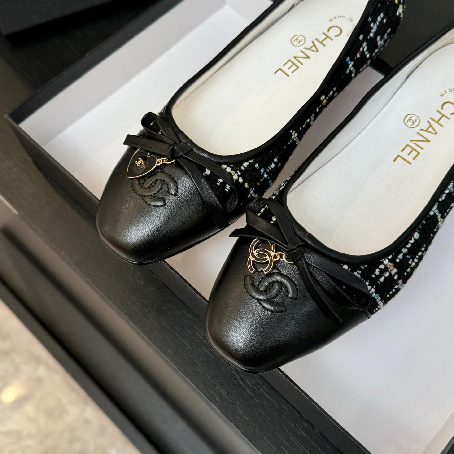 샤넬(CHANEL) 트위드 리본 플랫슈즈 신발 복제
