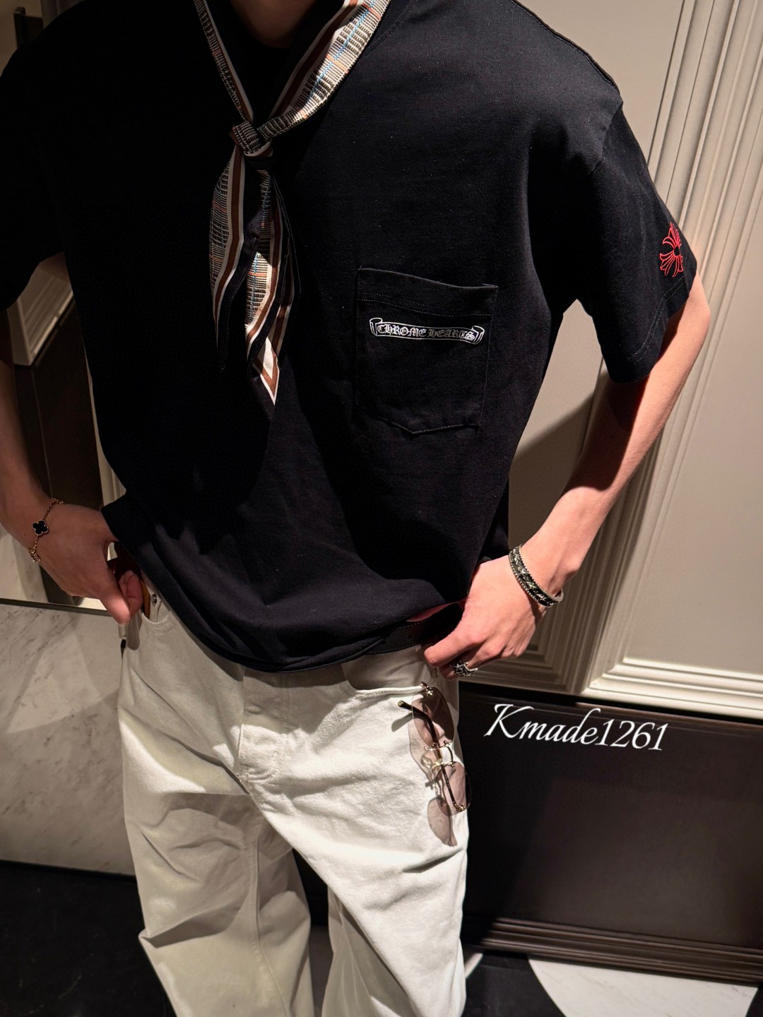 크롬하츠(CHROME HEARTS) 스크롤 프린트 티셔츠 상의 의류