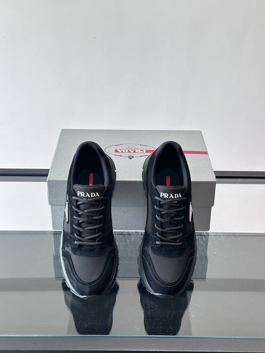 [Prada] 프라다 컬러블록 스웨이드 믹스 스니커즈 신발