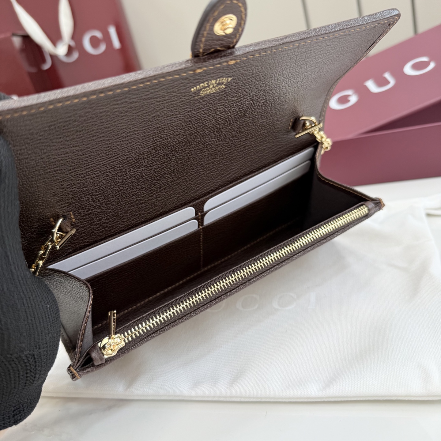 [Gucci] 구찌 26SS Jackie 재키 1961 GG 캔버스 체인 월렛 (WOC) 지갑