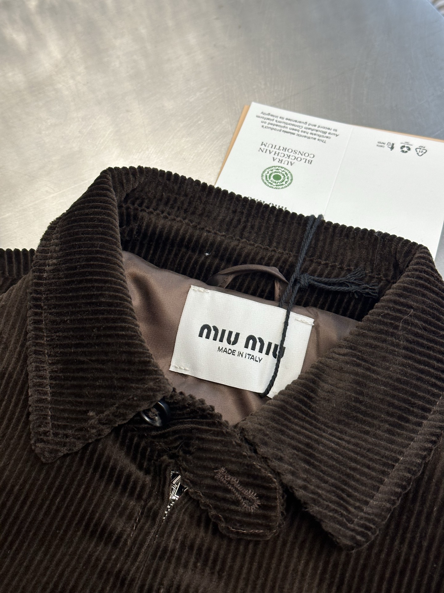 미우미우(MIU MIU) 자수 코듀로이 집업 재킷 상의 의류