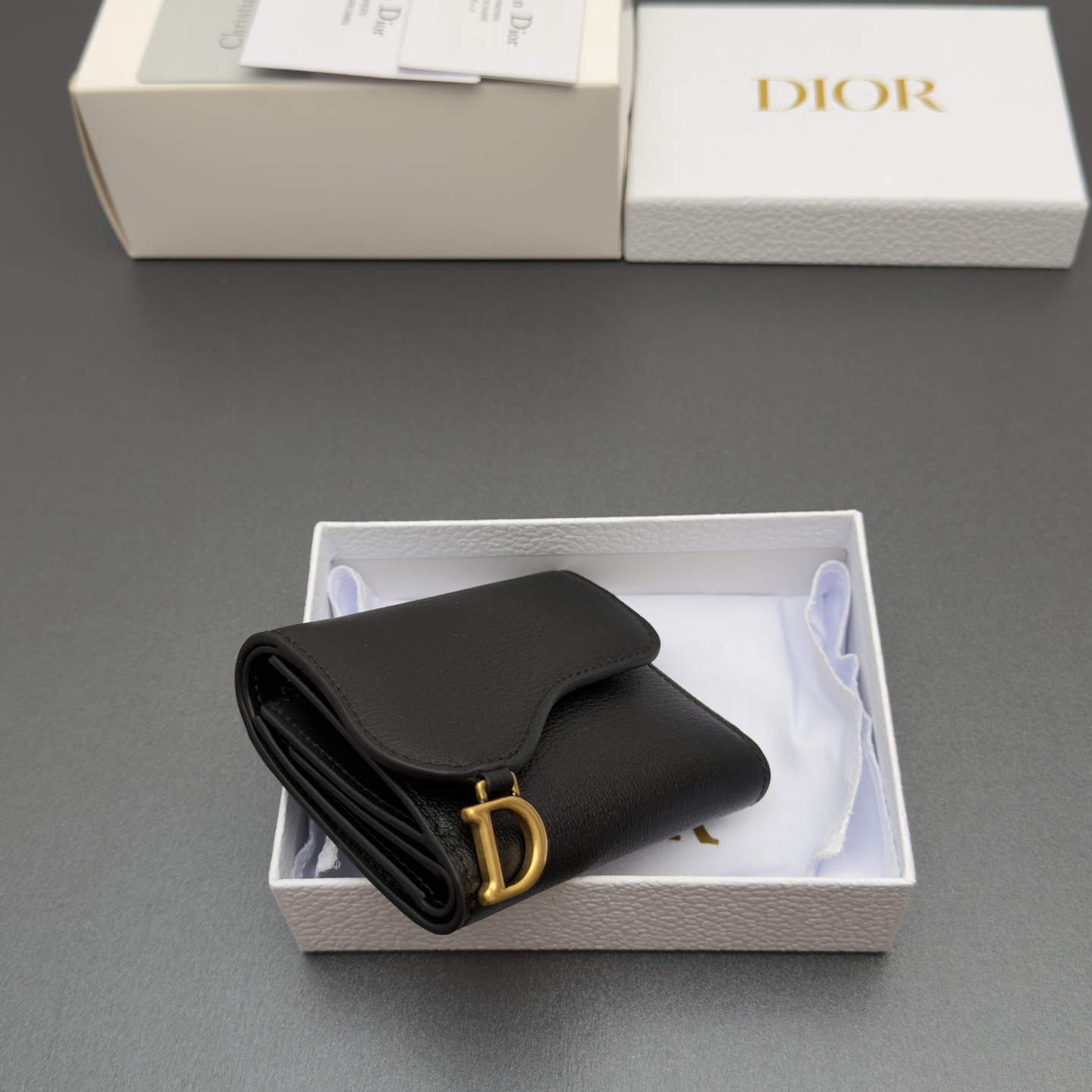 [Dior] 디올 Lotus 로터스 새들 고스트 그레인드 미니 지갑