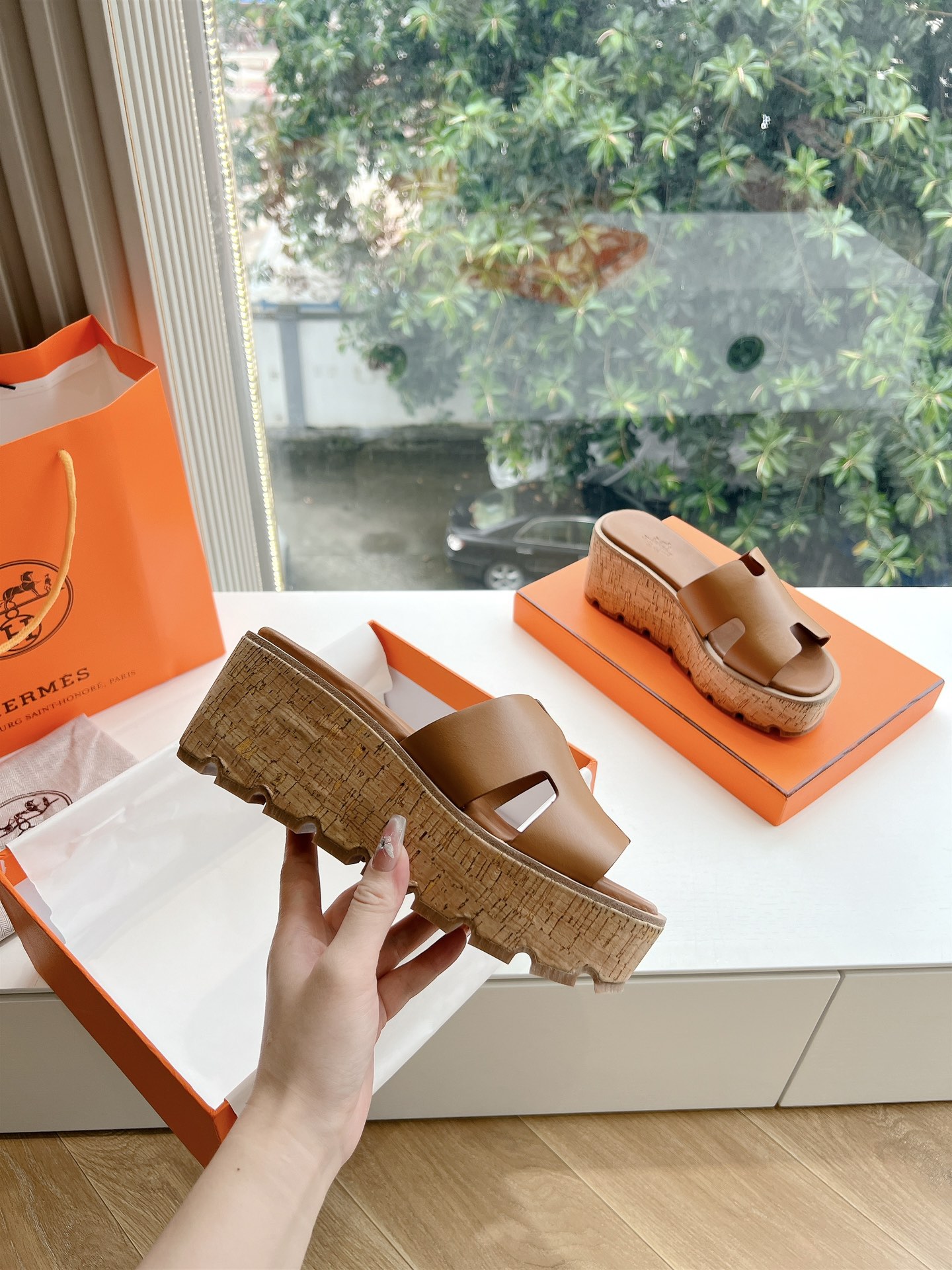 에르메스(HERMES) 웨지힐 슬리퍼 신발