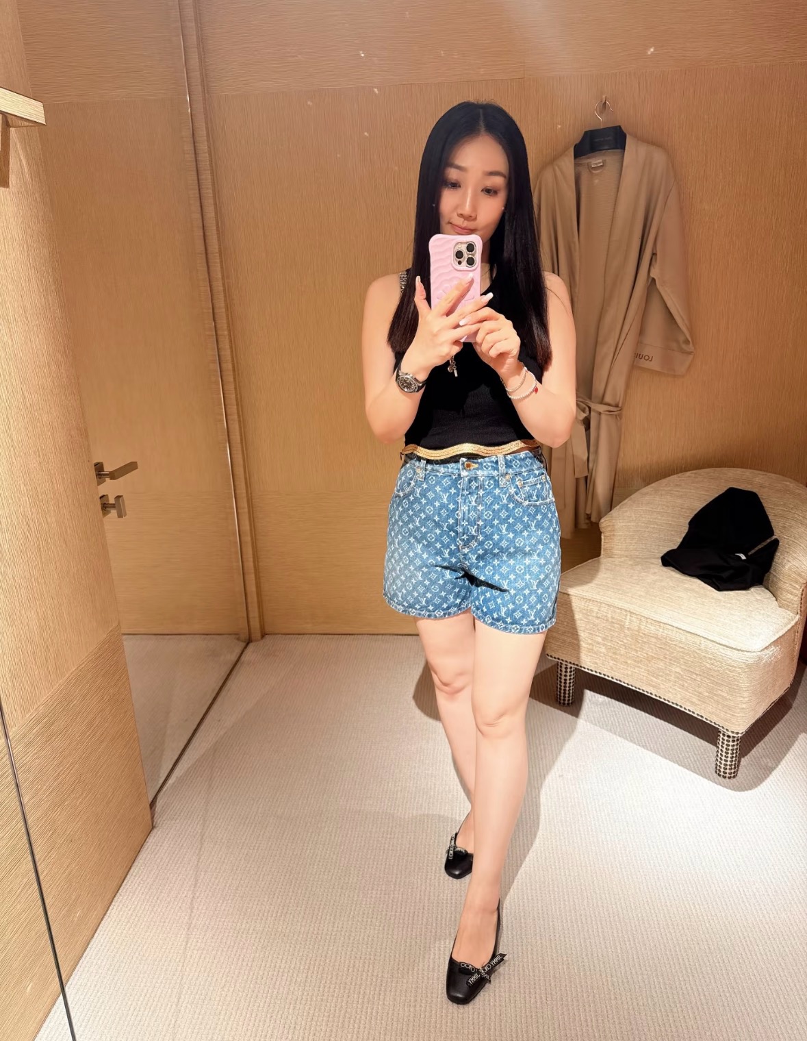 LV 루이비통 로고 자카드 데님 쇼츠 숏 팬츠 바지 의류