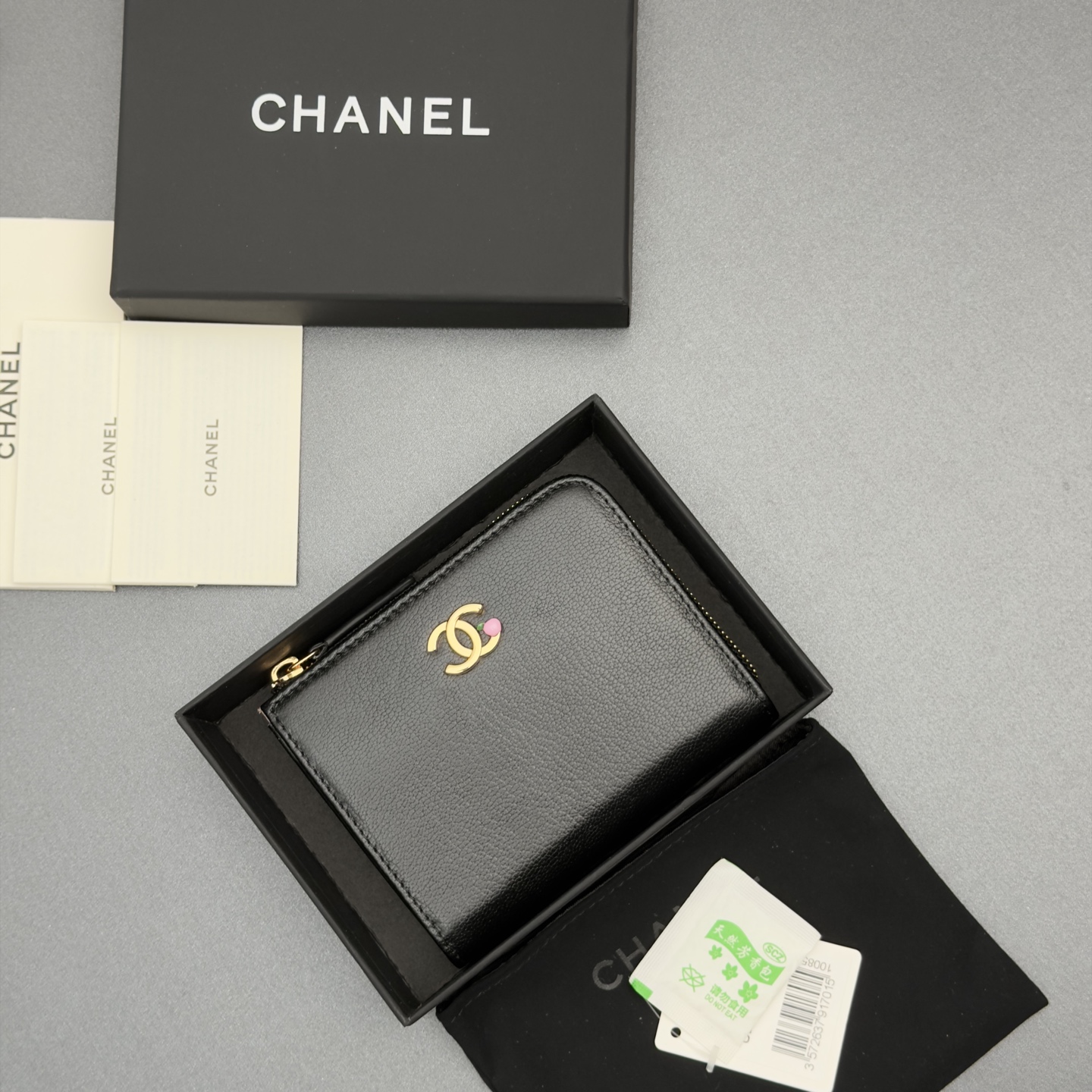 [Chanel] 샤넬 메탈 로고 L자 지퍼 미니 지갑