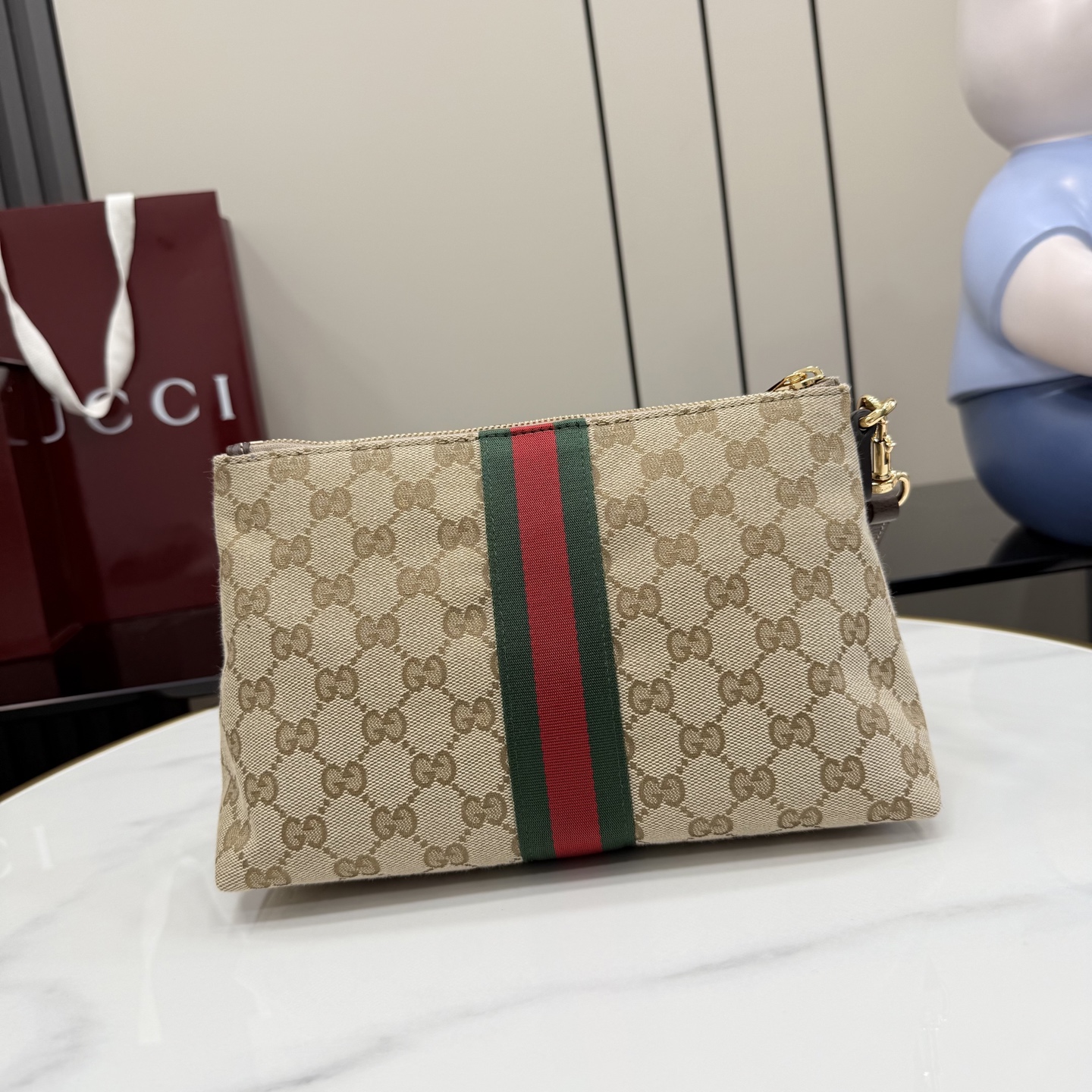 [Gucci] 구찌 26SS GG 캔버스 웹 파우치 클러치 백 가방