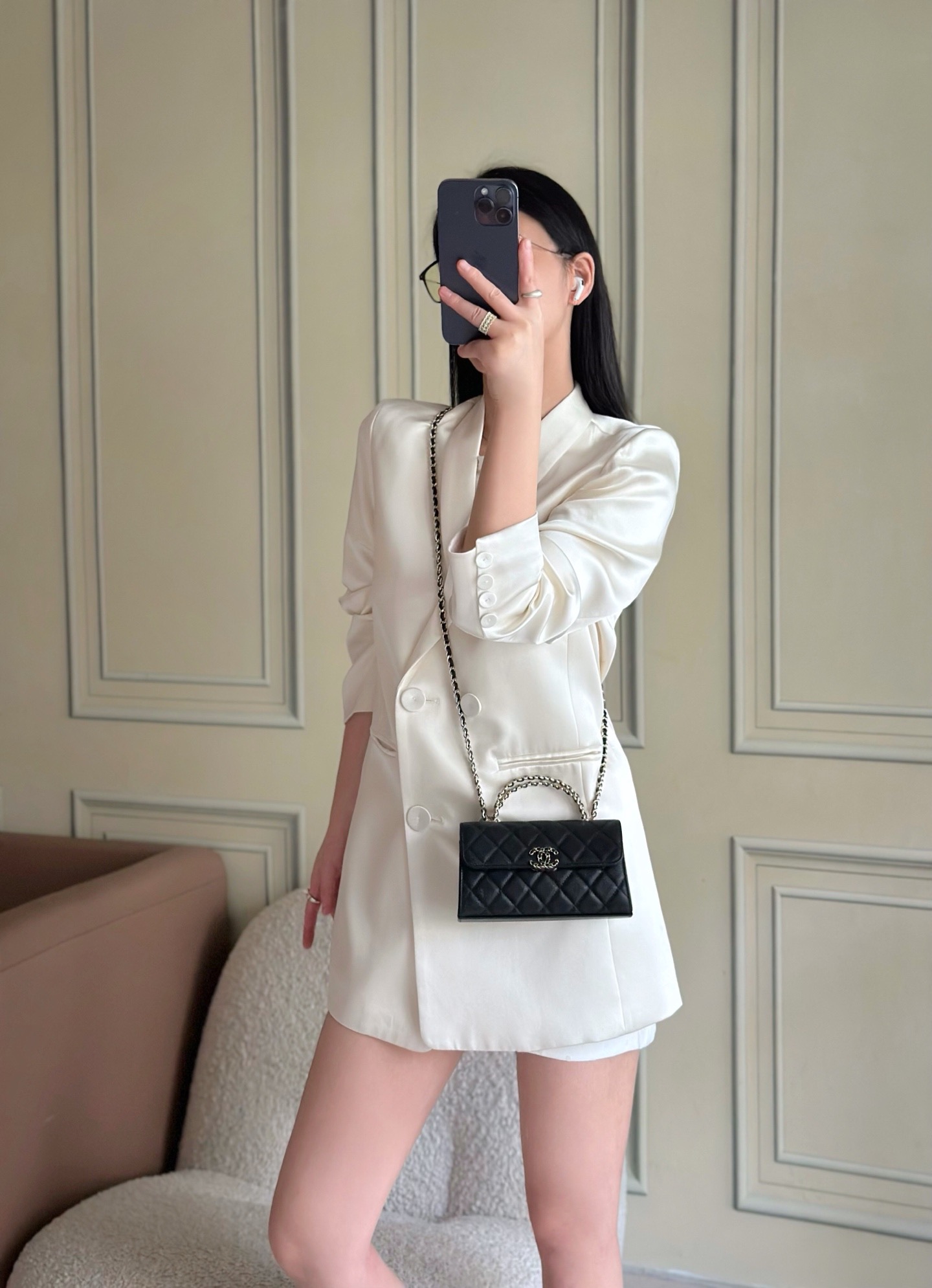 Chanel 25S 샤넬 캐비어 카우레더 Kelly 핸들백 가방