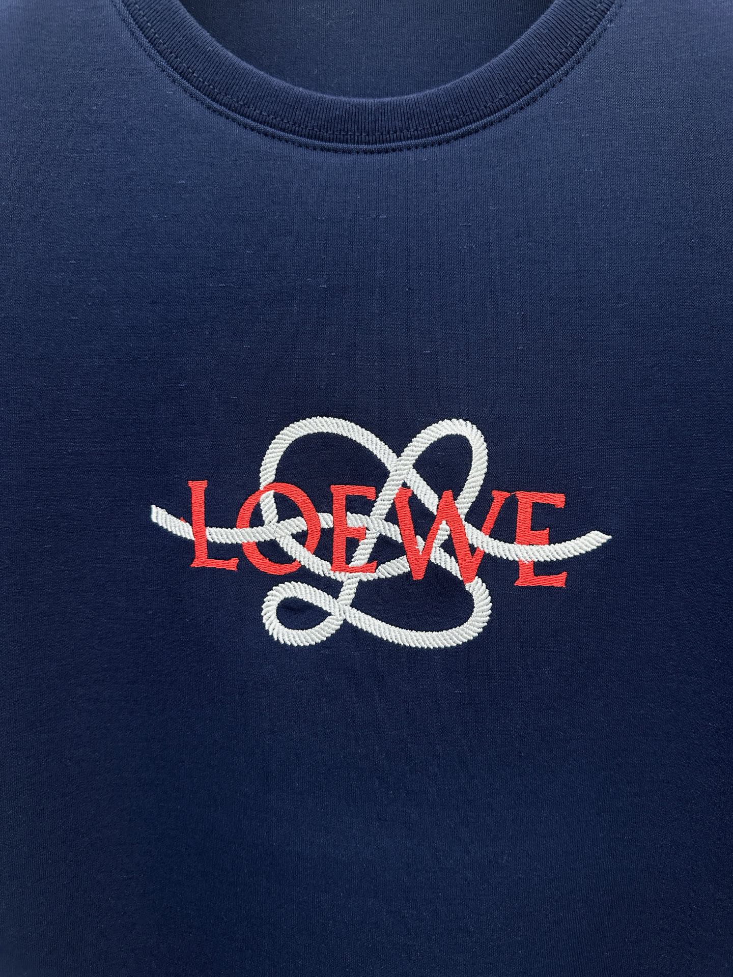 로에베(LOEWE) 아나그램 로프 자수 반팔 티셔츠 상의 의류