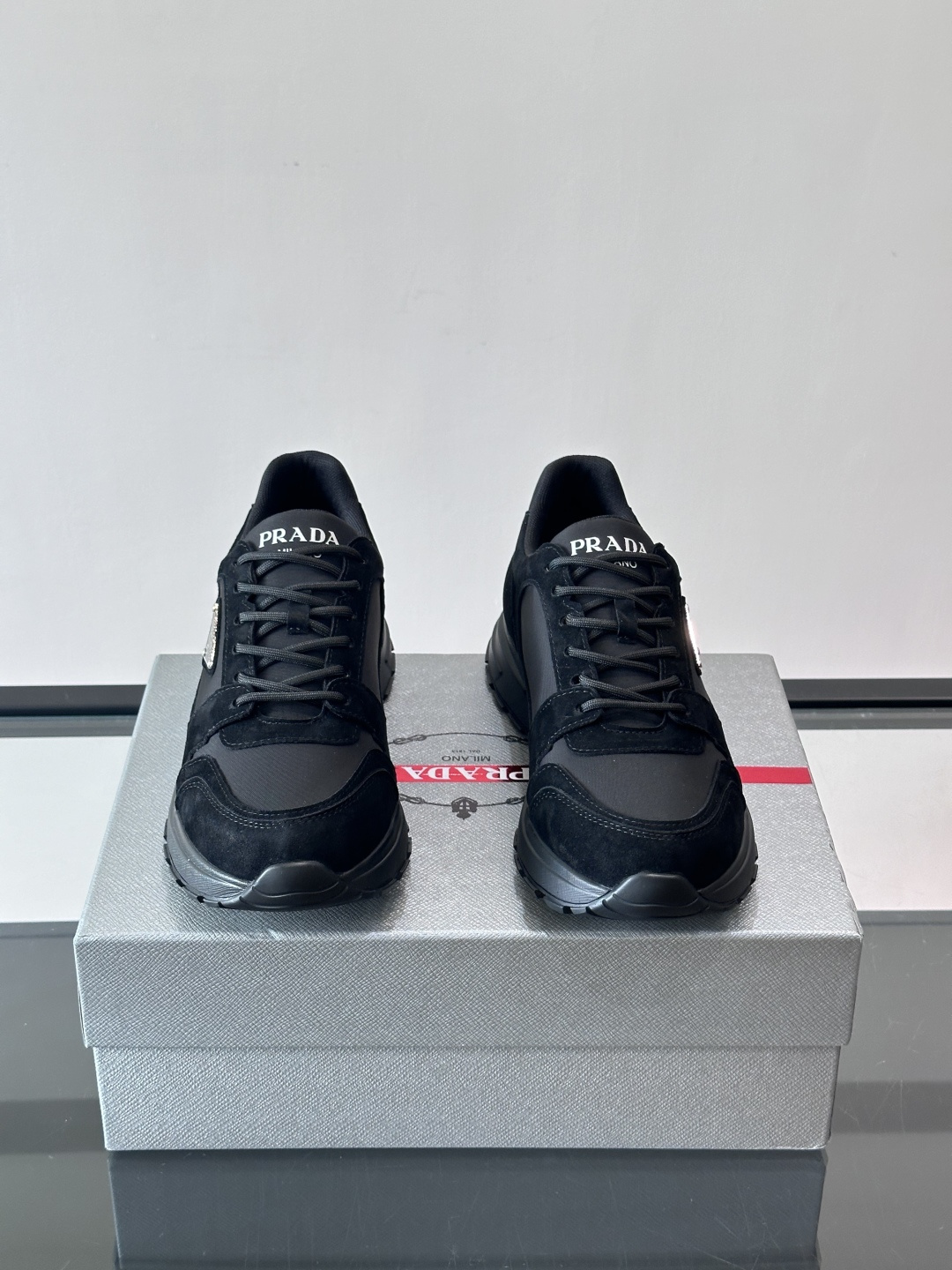 [Prada] 프라다 컬러블록 스웨이드 믹스 스니커즈 신발