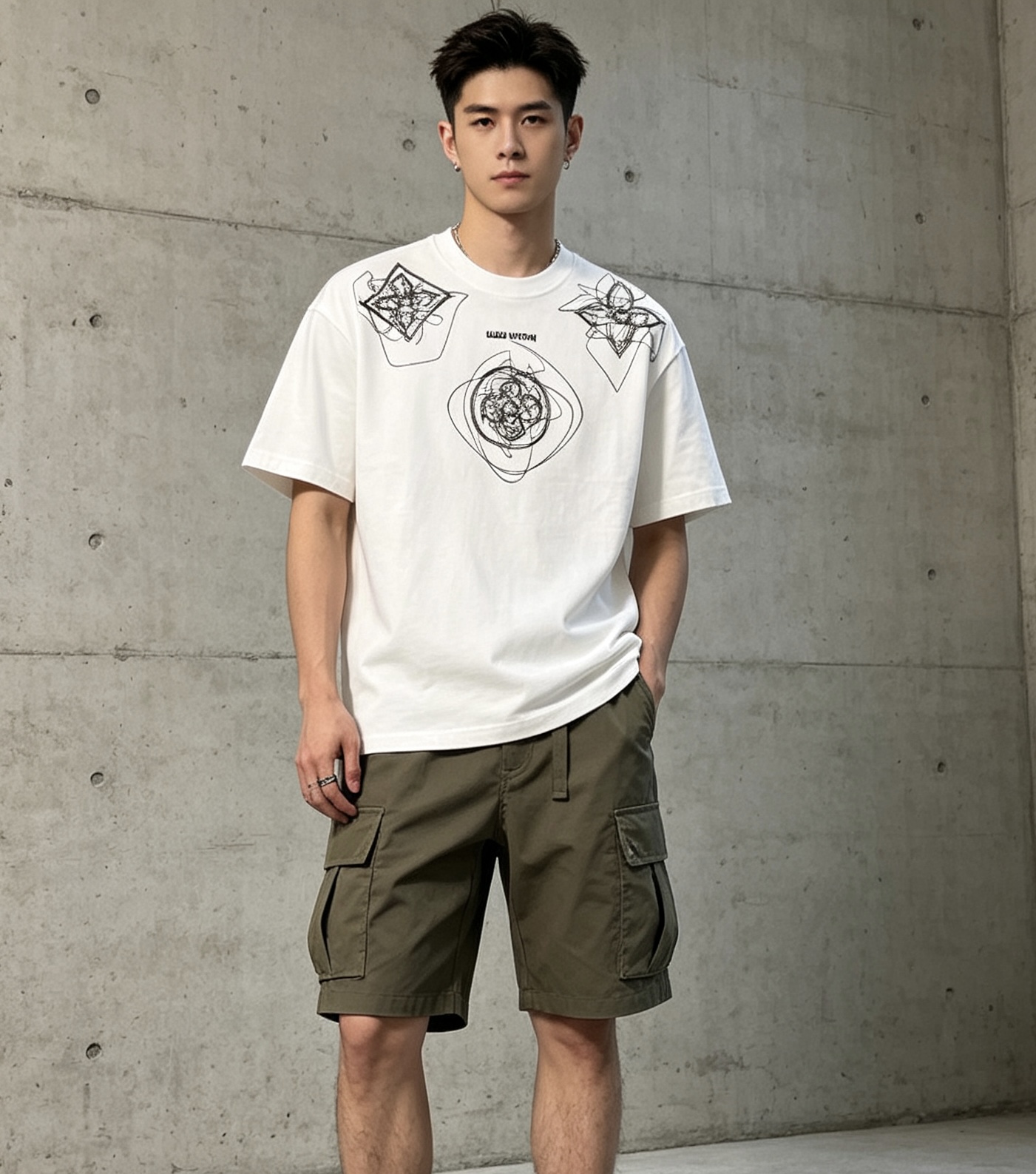 루이비통(LV) 그래피티 자수 반팔 티셔츠 의류