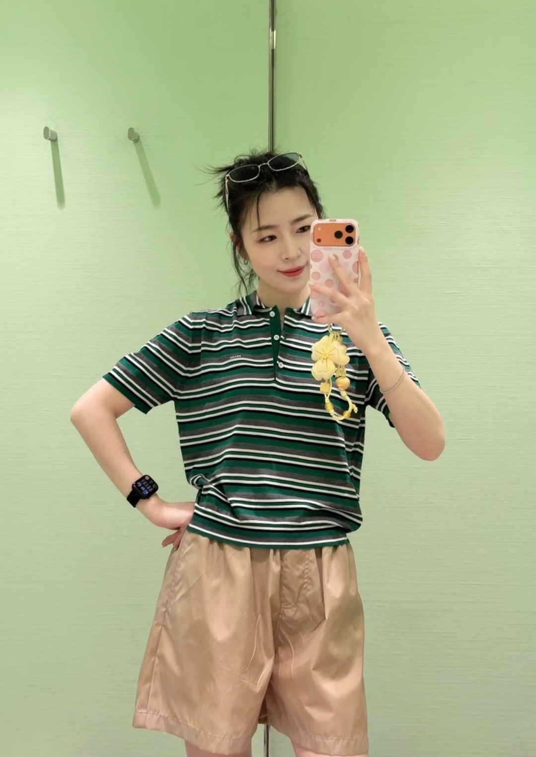 프라다(PRADA) 스트라이프 폴로 니트 반팔 상의 의류