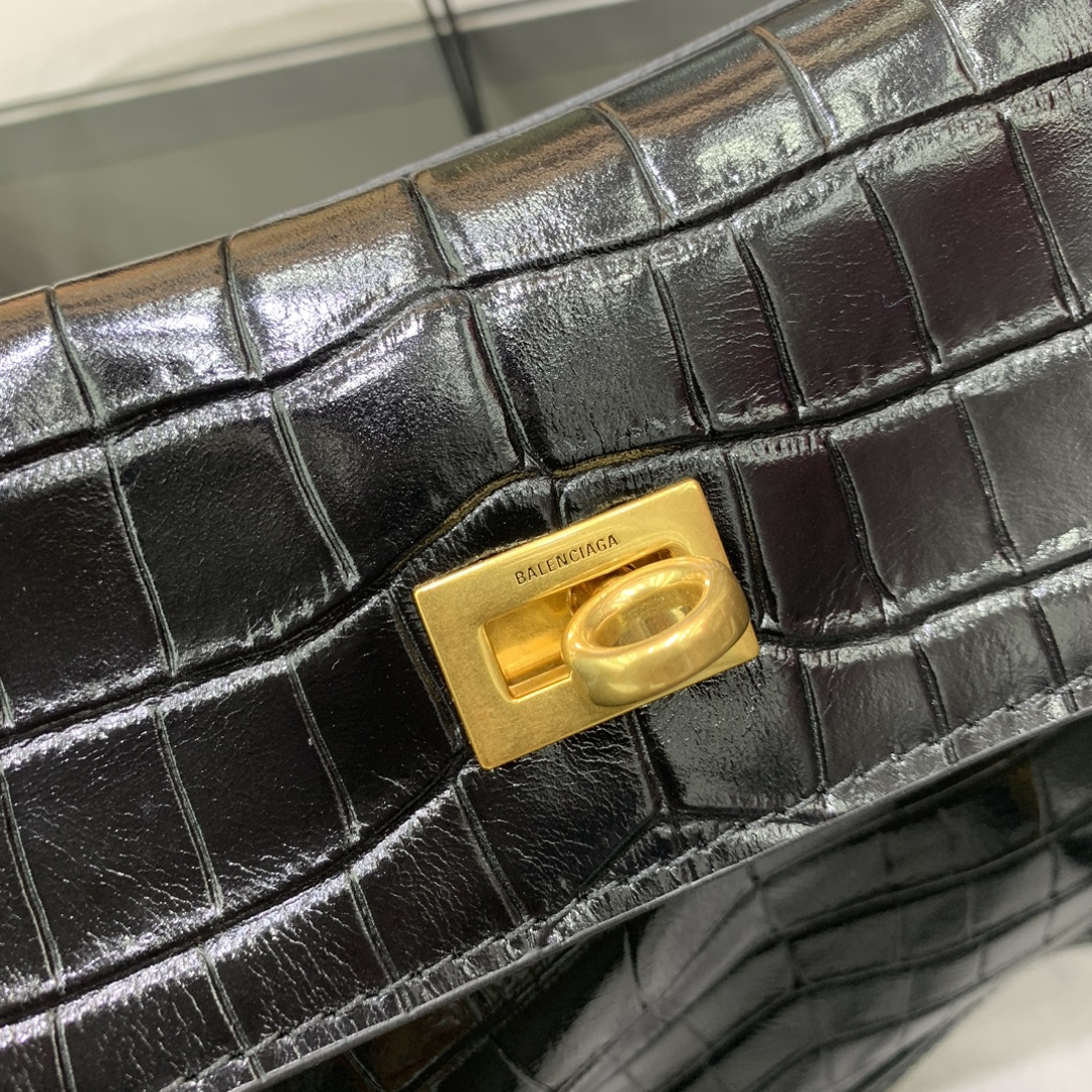 BALENCIAGA 발렌시아가 Rodeo 로데오 스몰 핸드백 (악어 패턴 블랙) 가방