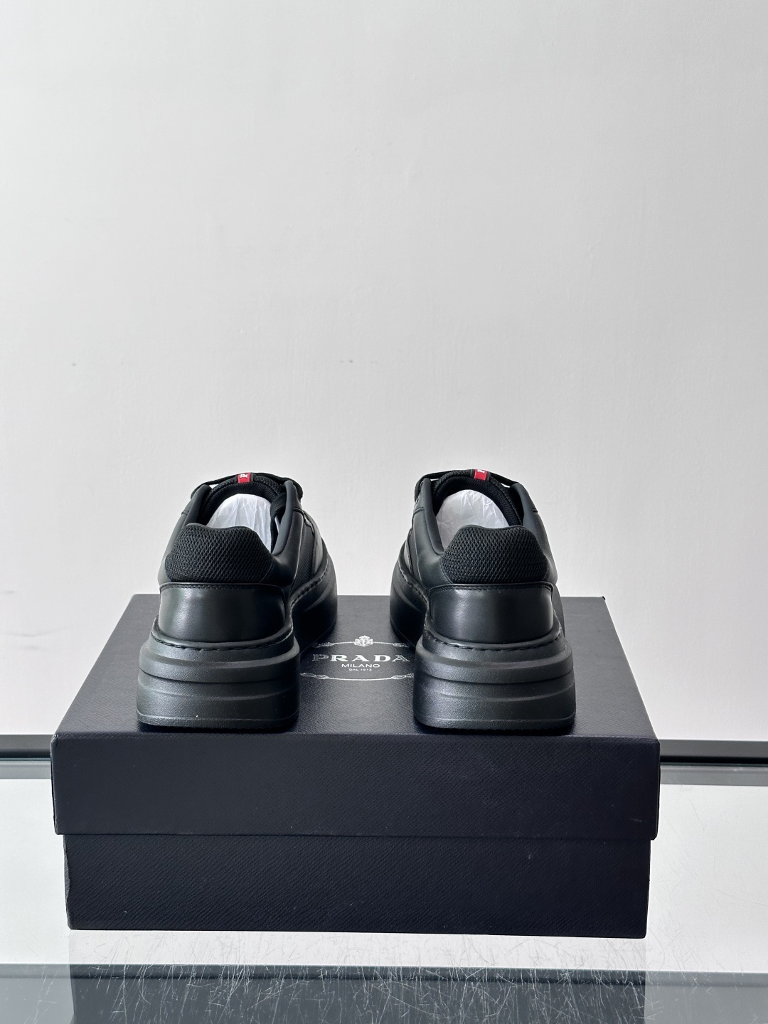 [Prada] 프라다 투톤 믹스 레더 & 메쉬 스니커즈 신발