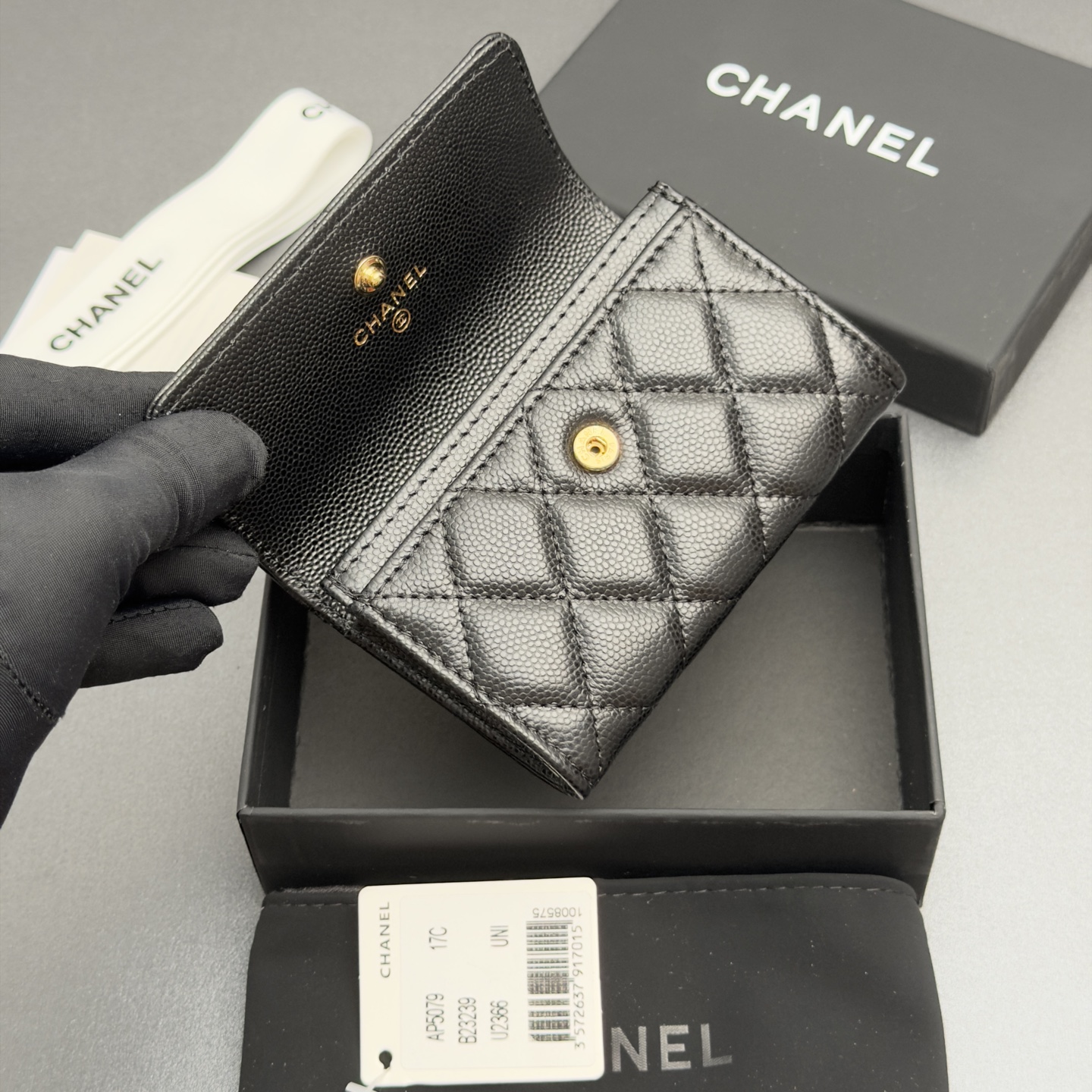 [Chanel] 샤넬 26SS 캐비어 멀티 젬스톤 카드 홀더 지갑