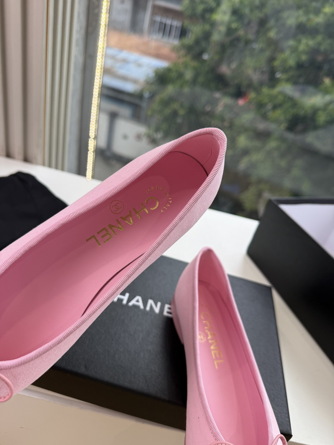 샤넬(CHANEL) 리본 메리제인 슬링백 플랫 신발