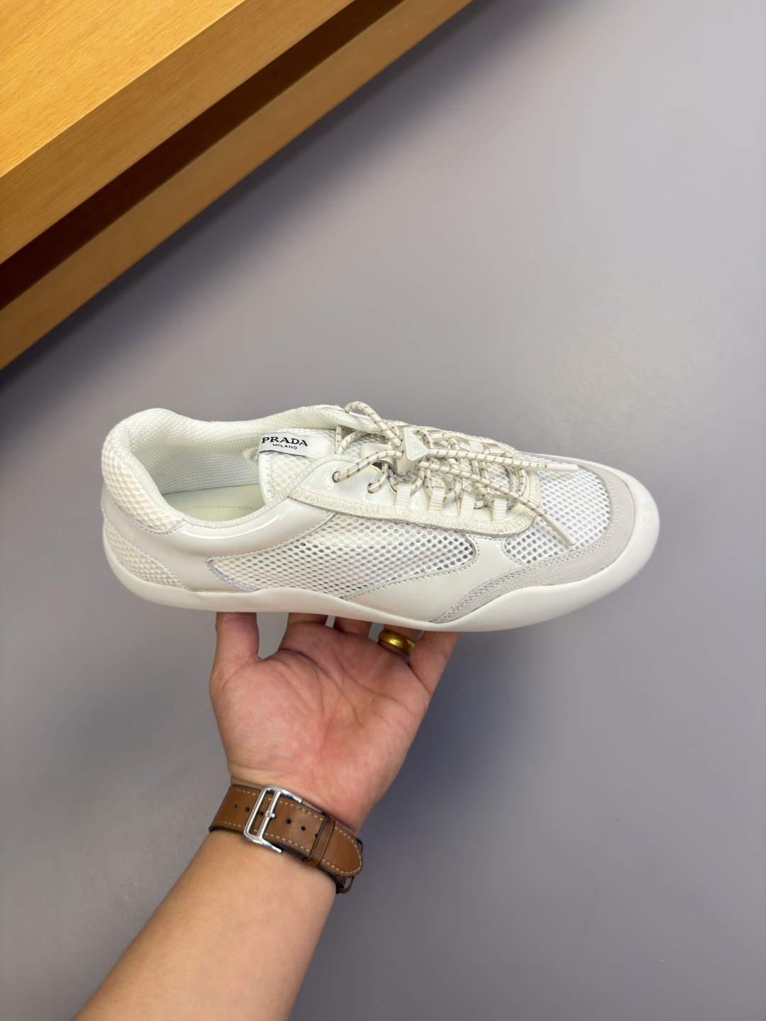 [Prada] 프라다 나파 레더 믹스 레트로 스니커즈 신발