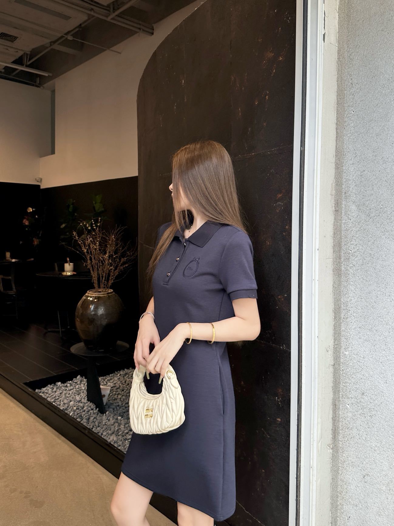 Dior CD 디올 레트로 스포츠 폴로 반팔 원피스 의류