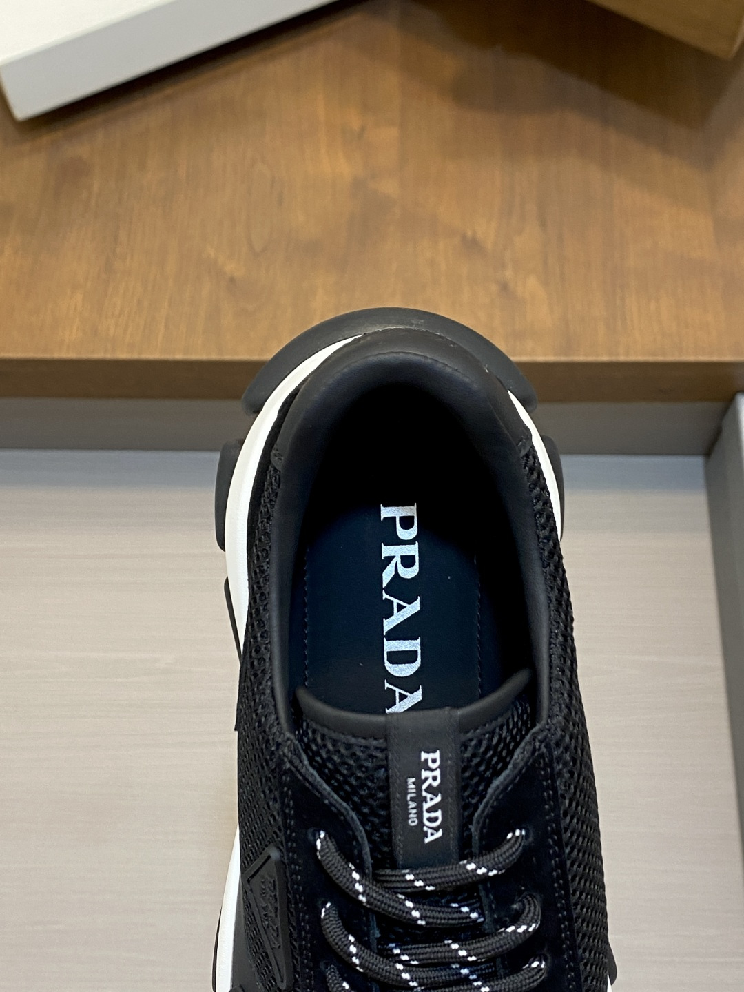 [Prada] 프라다 프리미엄 스웨이드 & 캔버스 콤비 스니커즈 신발
