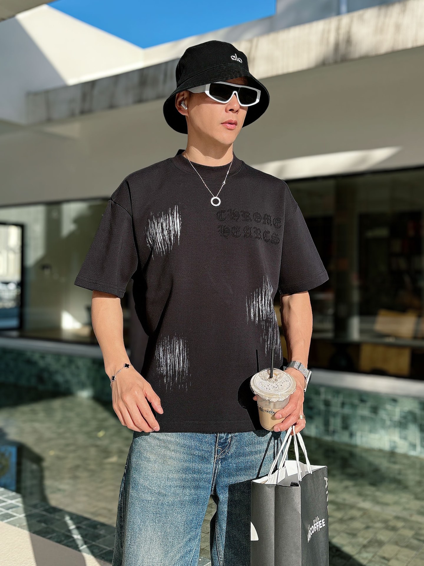 크롬하츠(Chrome Hearts) 레이저 패턴 반팔 티셔츠 상의 의류