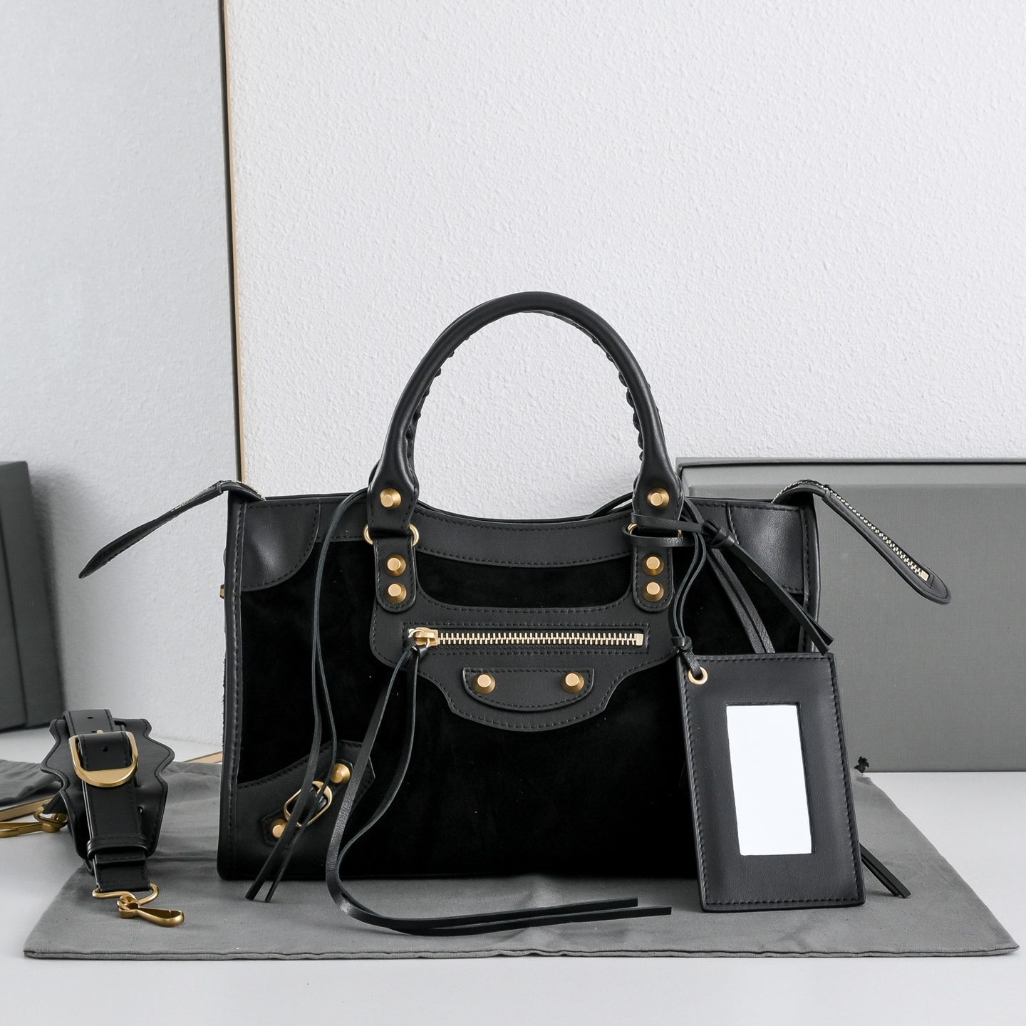 BALENCIAGA 발렌시아가 Le City 르 시티 스웨이드 컴비네이션 카프스킨 모터사이클 백 가방