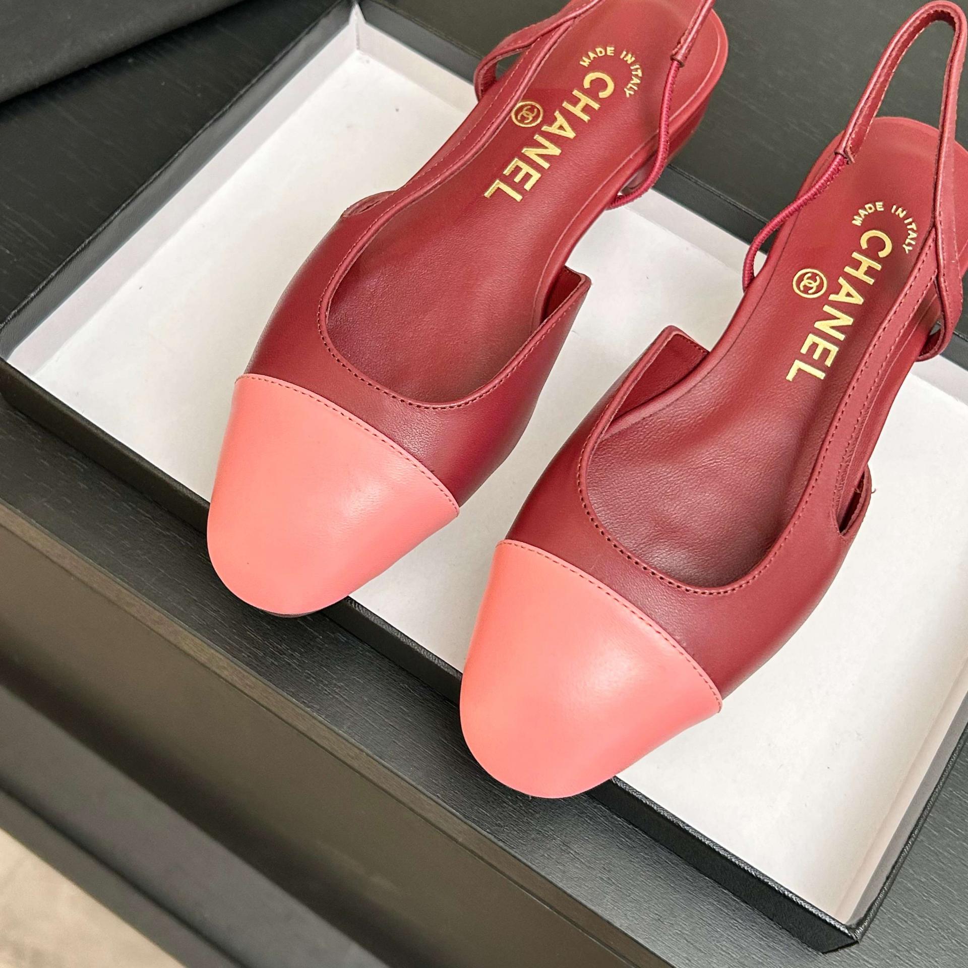 샤넬(CHANEL) 투톤 슬링백 로우힐 신발