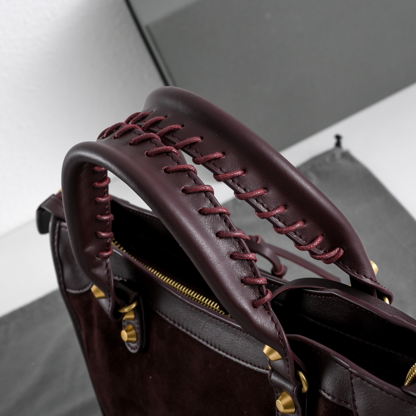 BALENCIAGA 발렌시아가 Le City 르 시티 스웨이드 컴비네이션 카프스킨 모터사이클 백 가방