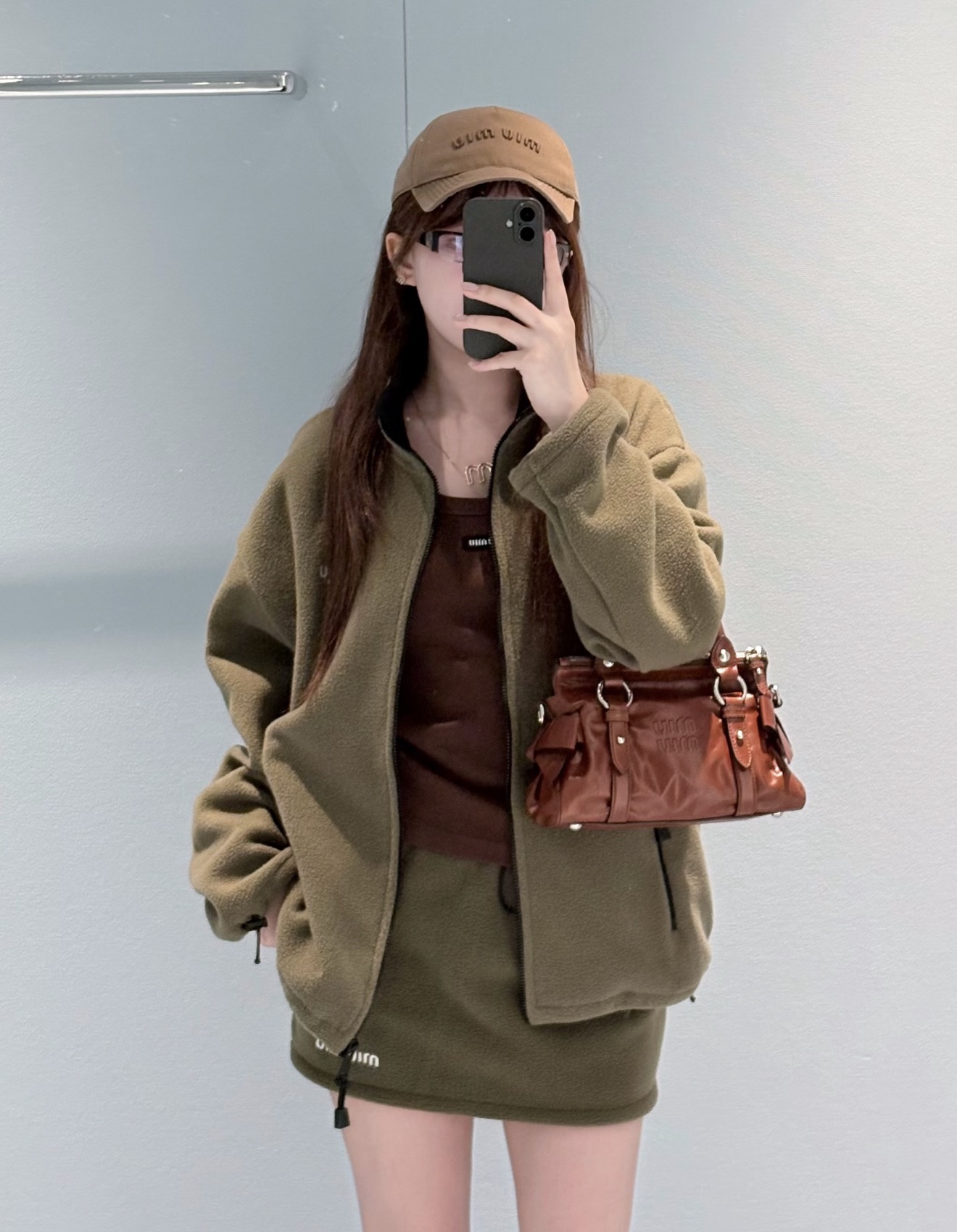 미우미우(MIU MIU) 플리스 후드 집업 재킷 상의 의류