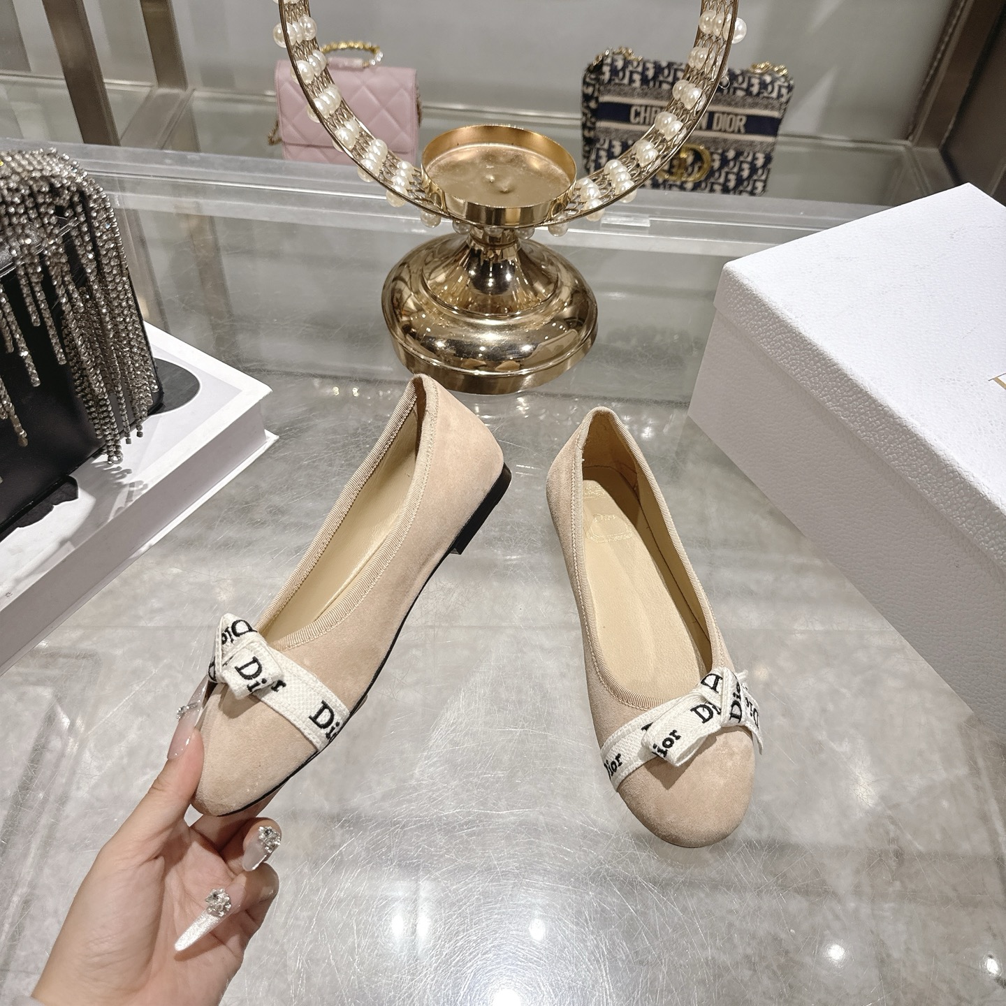 디올(DIOR) 리본 스트랩 메리제인 플랫슈즈 신발