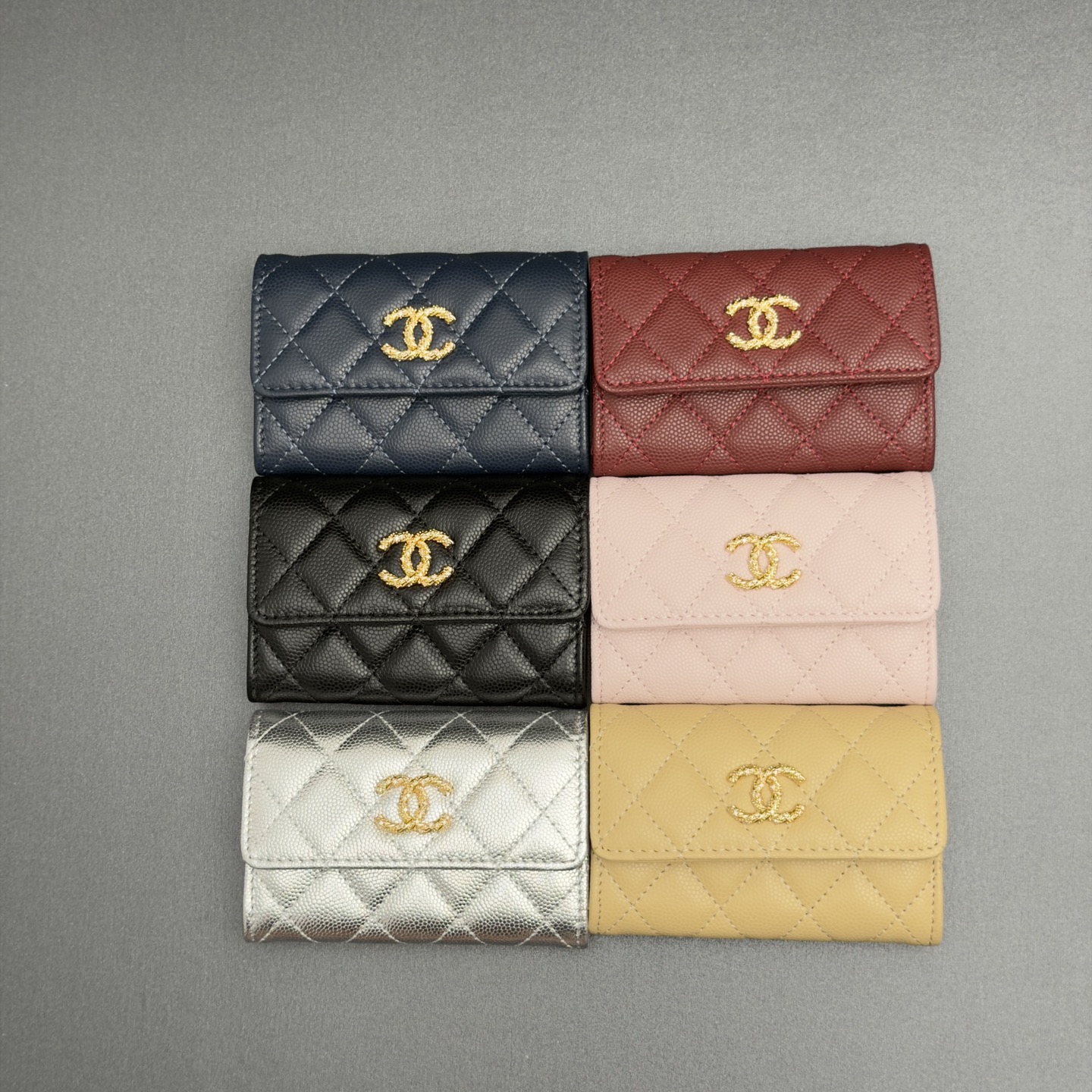 [Chanel] 샤넬 26SS 캐비어 멀티 젬스톤 카드 홀더 지갑