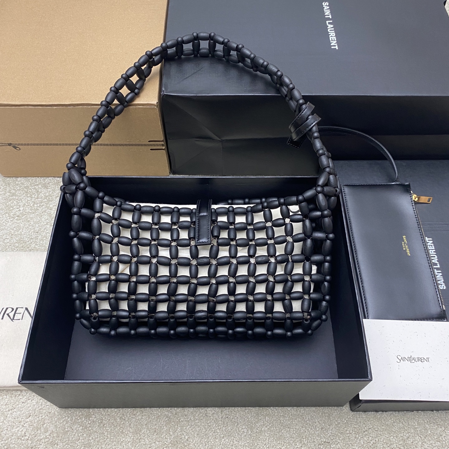 Saint Laurent YSL LE 5A7 생로랑 우드 비즈 호보백 가방 / 657228