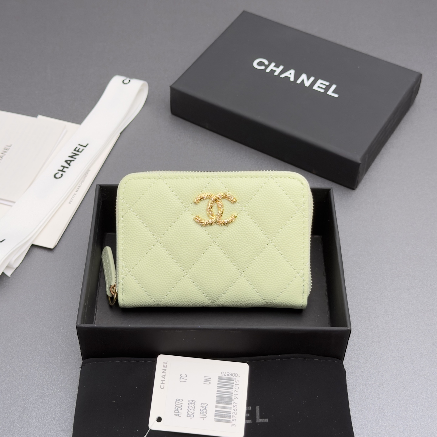 [Chanel] 샤넬 26SS 캐비어 멀티 젬스톤 미니 지퍼 코인 퍼스 지갑