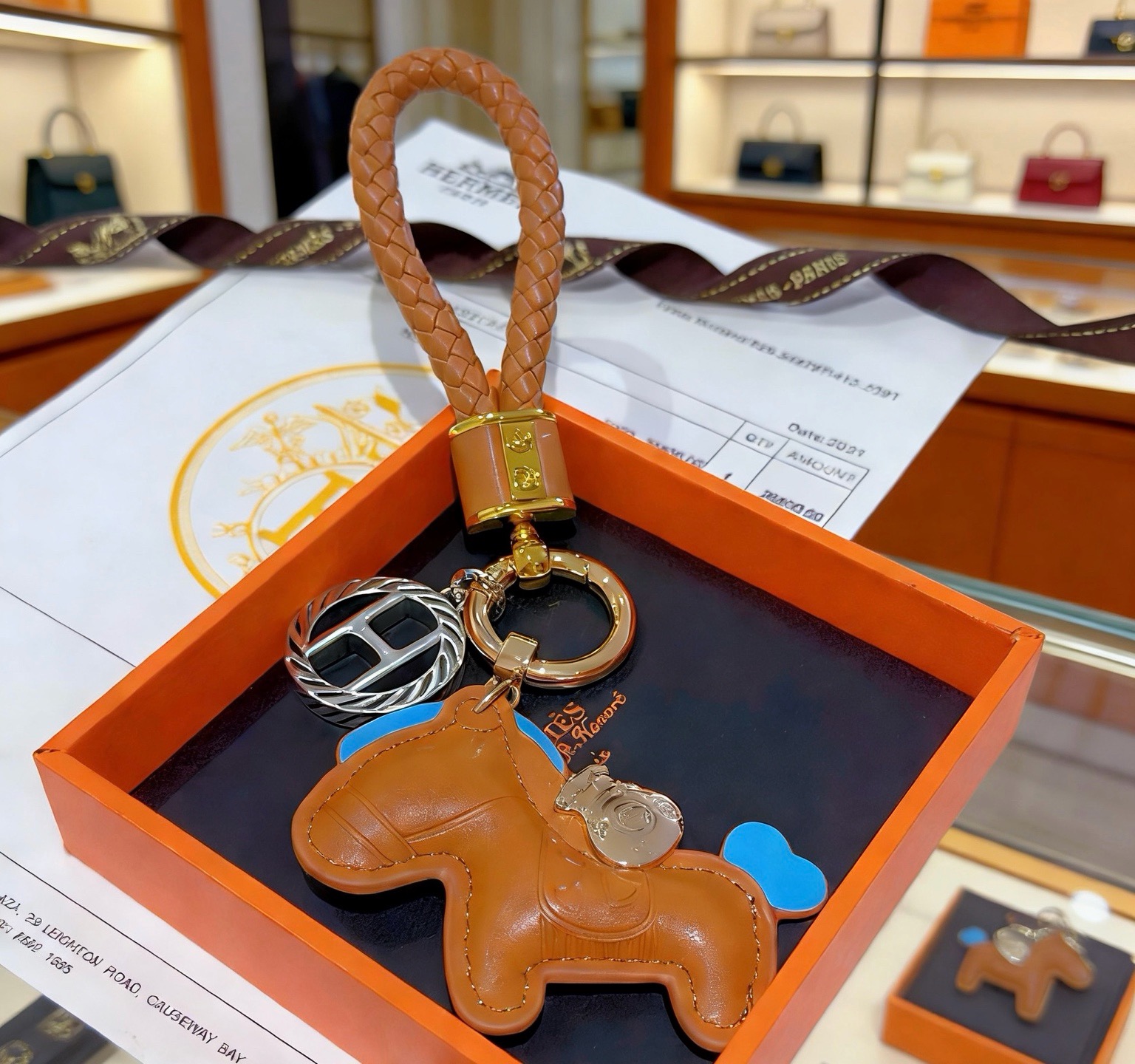 에르메스(HERMES) 버킨 모티프 메탈 키링 악세사리