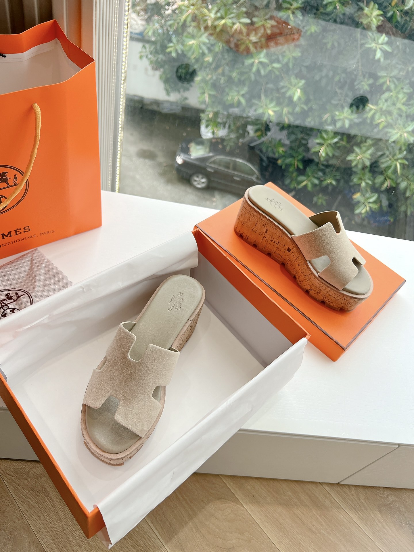 에르메스(HERMES) 웨지힐 슬리퍼 신발