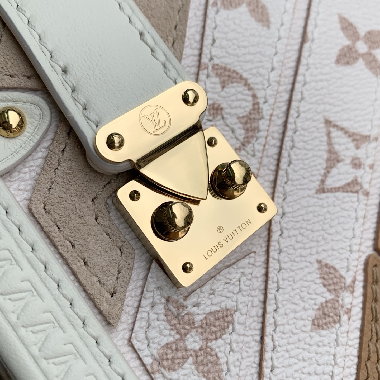 LOUIS VUITTON LV M29666 루이비통 사이드 트렁크 미디엄 핸드백 (그레인 레더 & 모노그램 듄 캔버스) 가방
