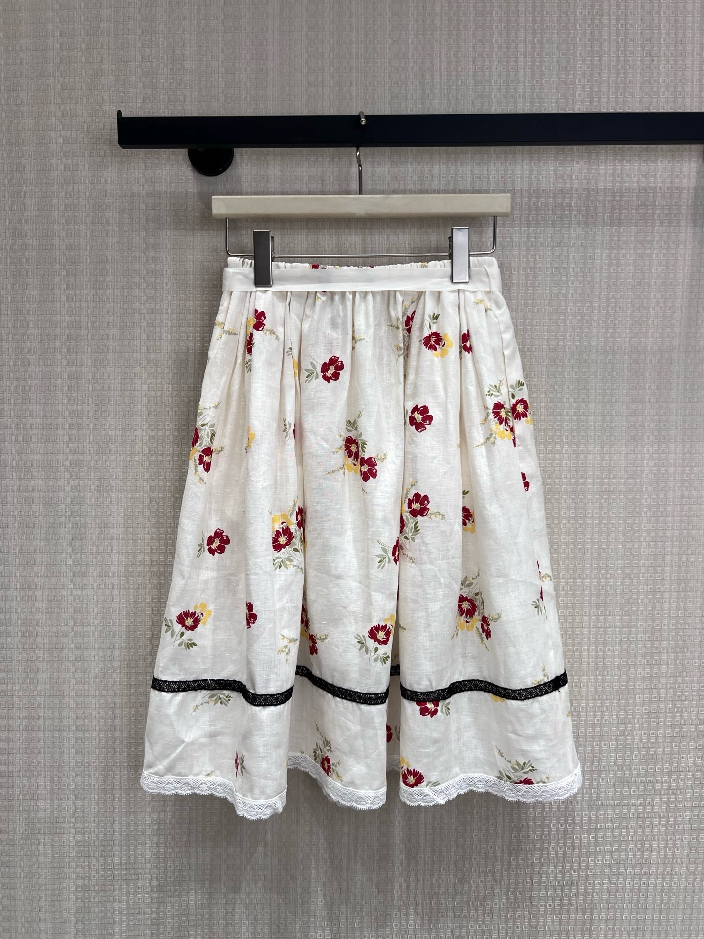 PRADA 프라다 26SS 플로럴 리넨 미디 스커트 치마 의류