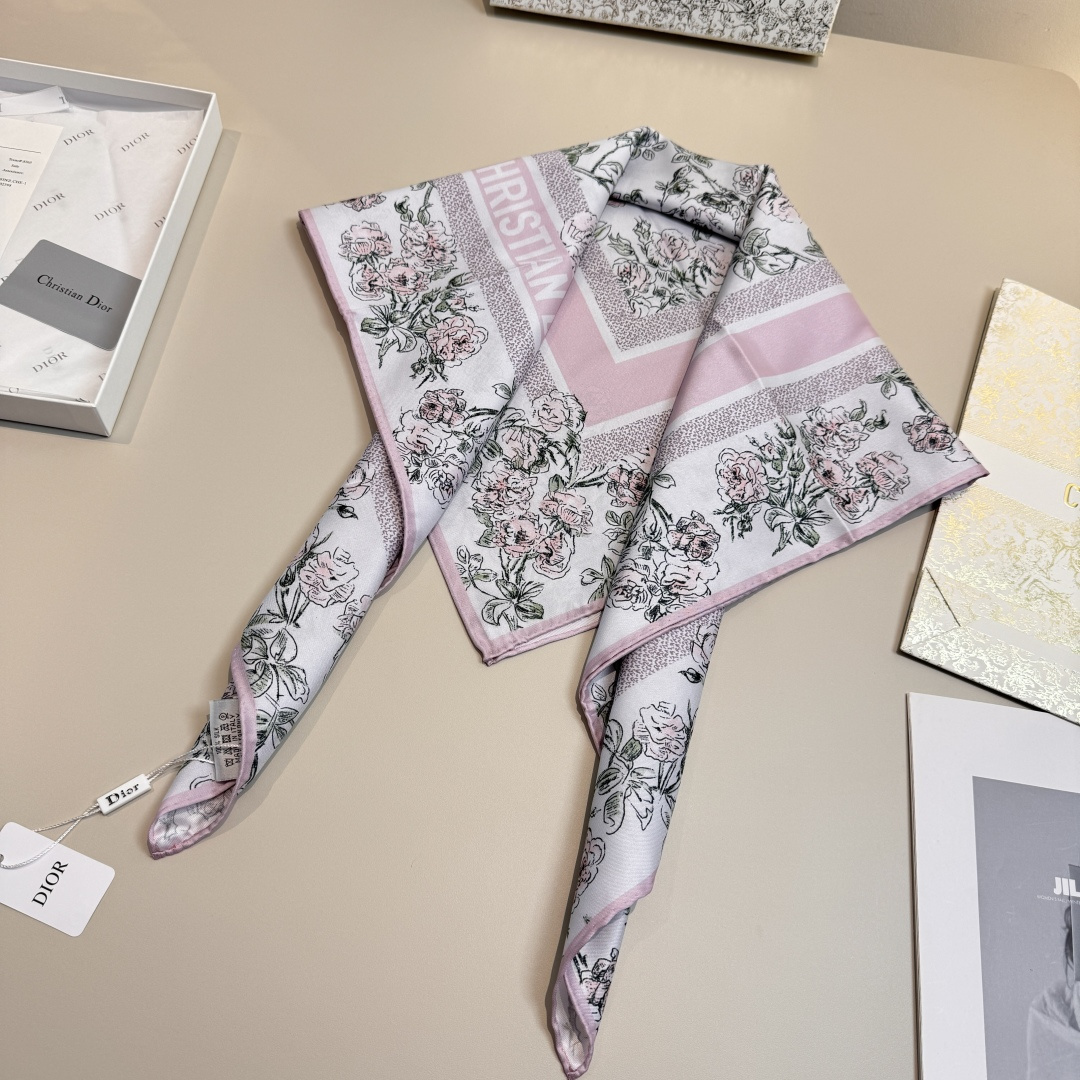 디올(DIOR) 로지에 드 디올 플라워 실크 목도리 스카프