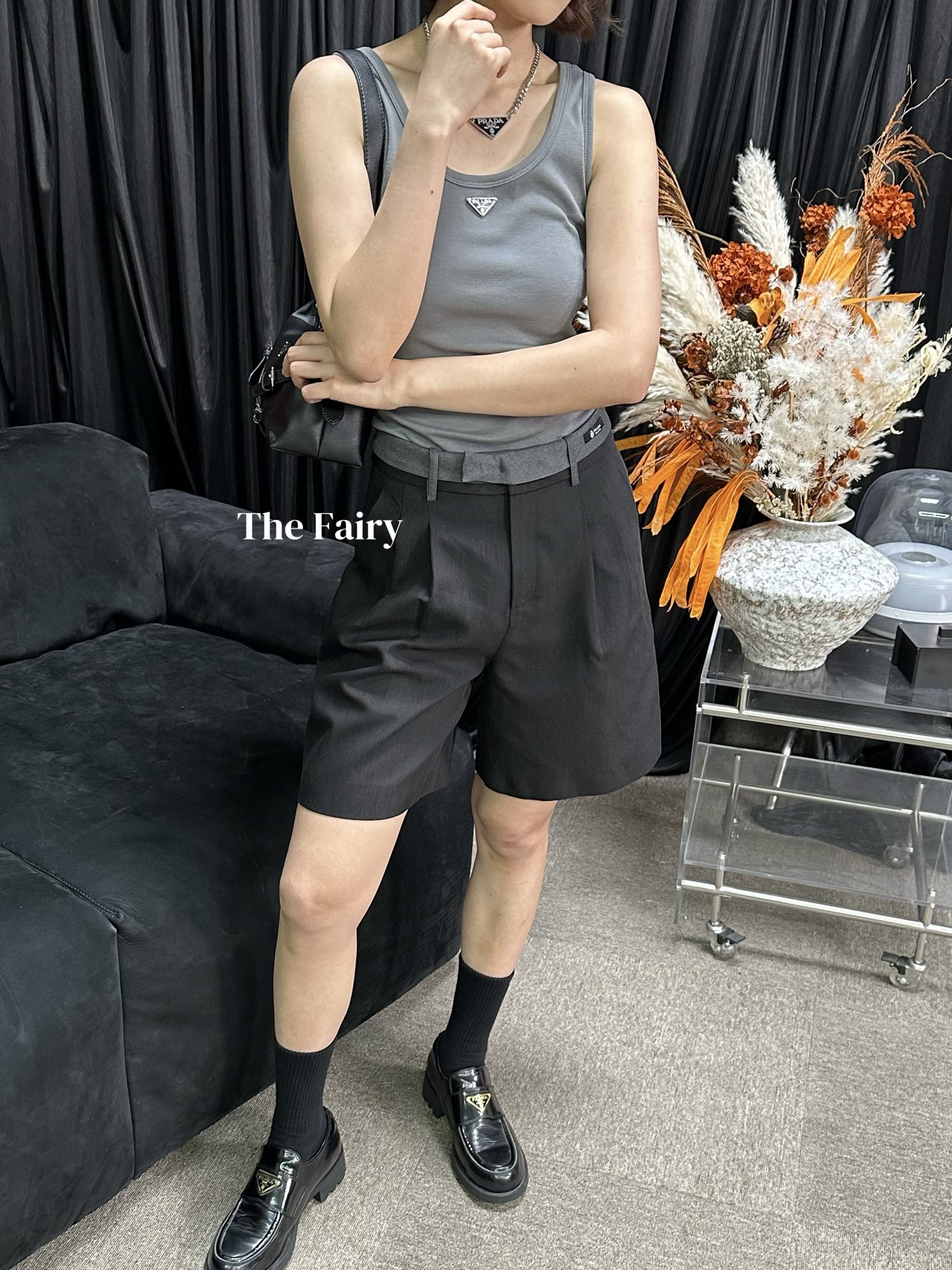 [Prada] 프라다 뉴 시즌 린넨 투톤 웨이스트 쇼츠 반바지 의류
