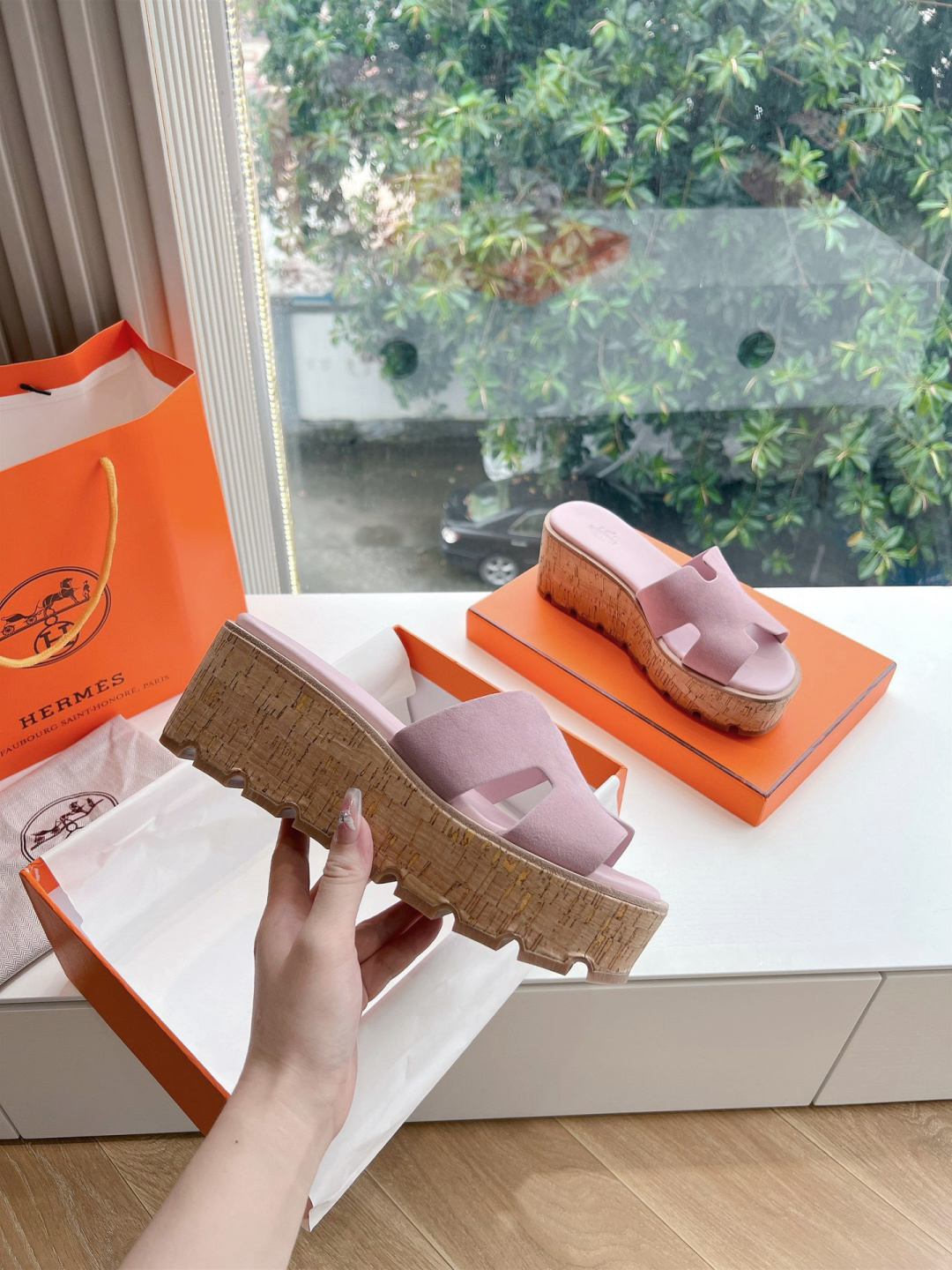 에르메스(HERMES) 웨지힐 슬리퍼 신발