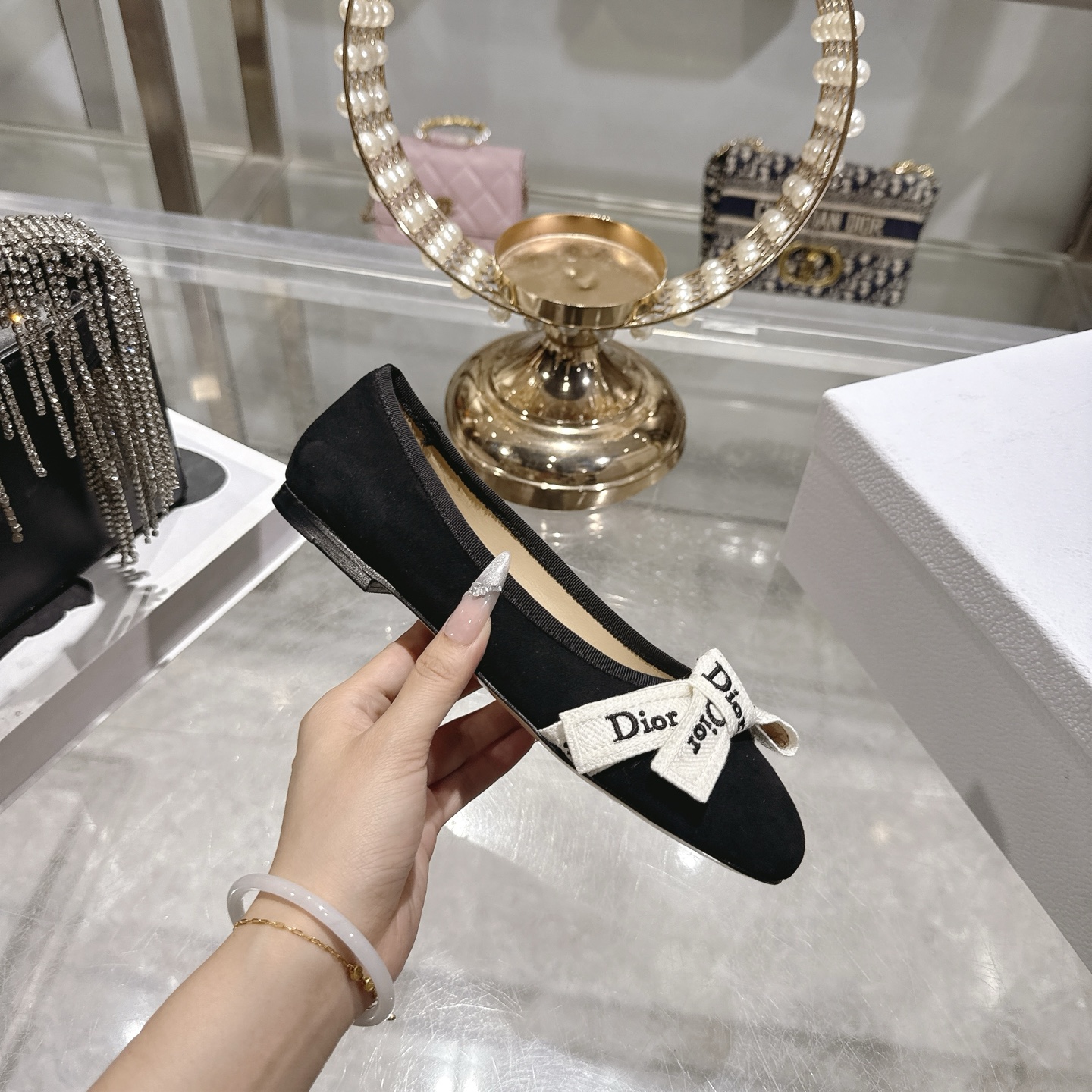 디올(DIOR) 리본 스트랩 메리제인 플랫슈즈 신발