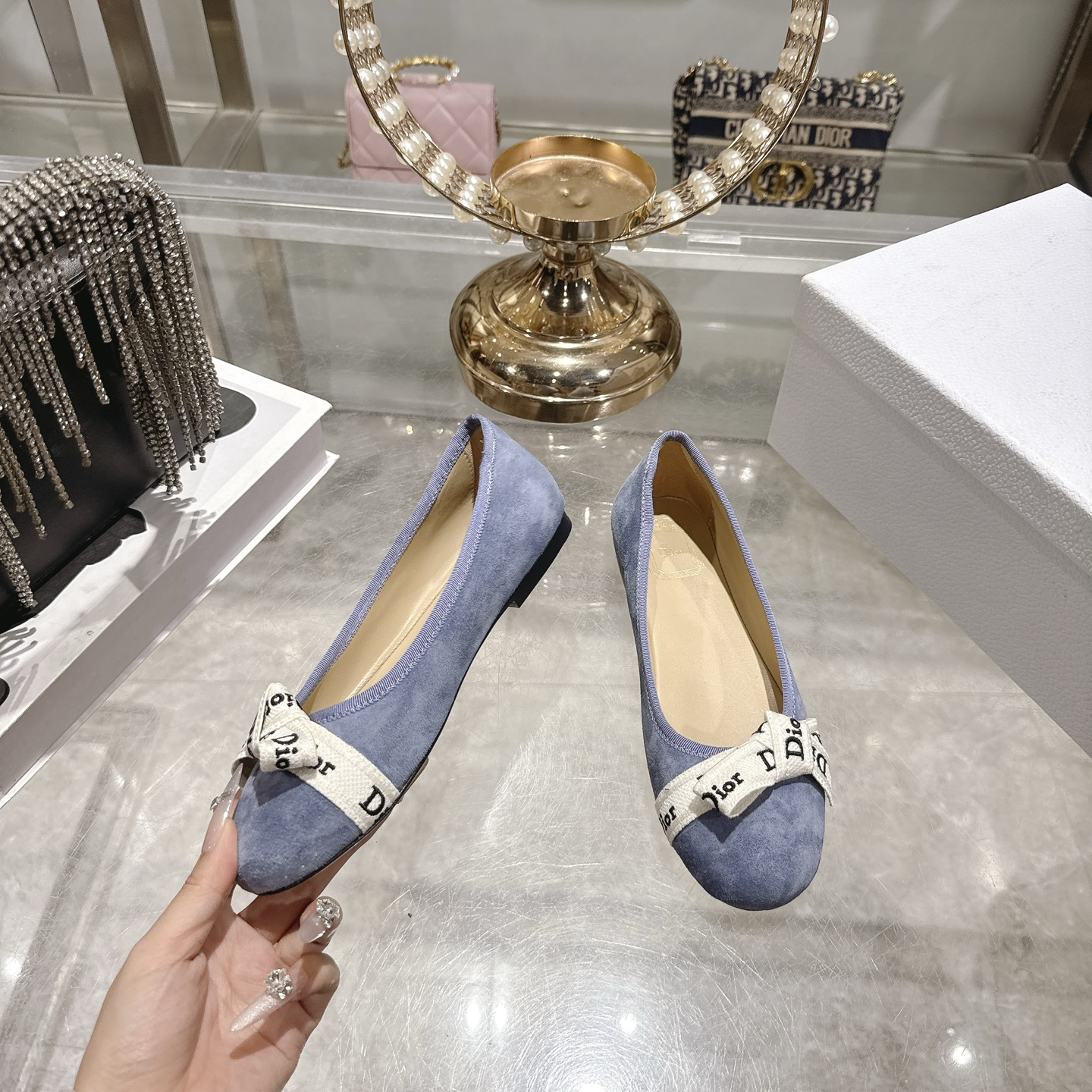 디올(DIOR) 리본 스트랩 메리제인 플랫슈즈 신발