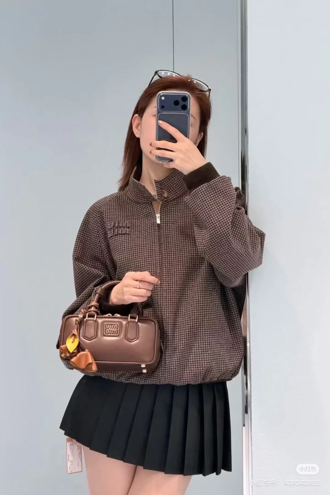미우미우(MIU MIU) 리버서블 체크 울 재킷 상의 의류