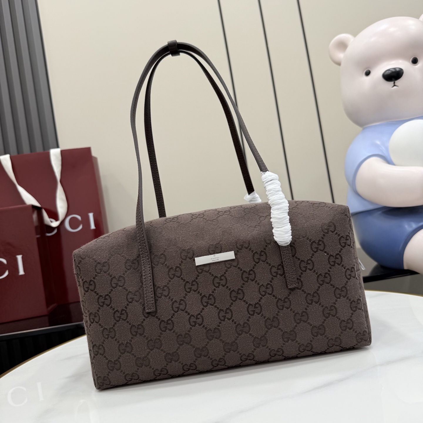 [Gucci] 구찌 (Generation) GG 캔버스 보스턴백 (다크 브라운) 가방